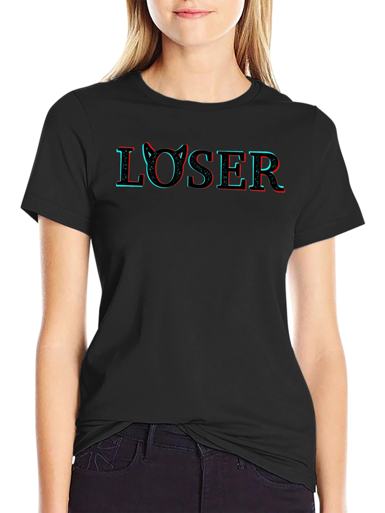 Loser Cat Ear Graphic T-Shirt - Edgy & Stylish