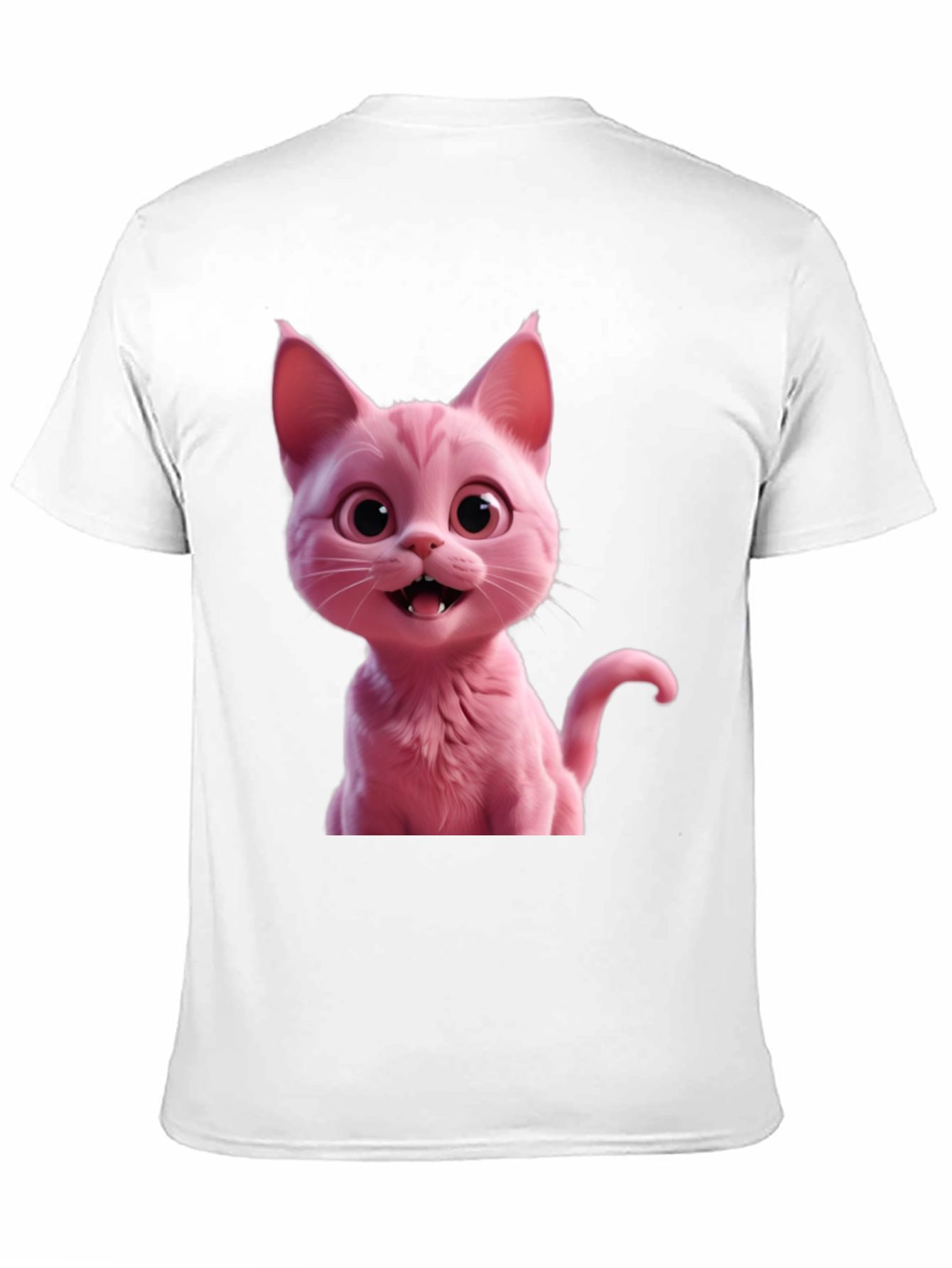 Pink Cat Graphic Tee - Black Unisex T-Shirt