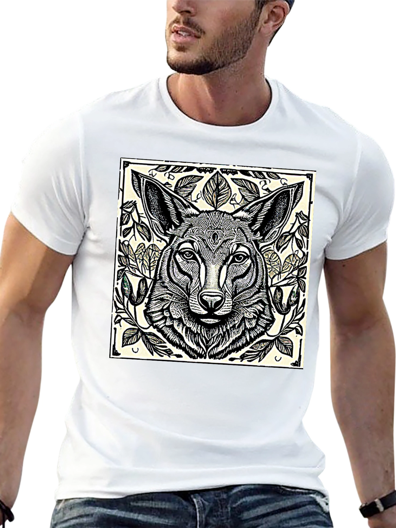 Artistic Wolf Graphic T-Shirt - Black