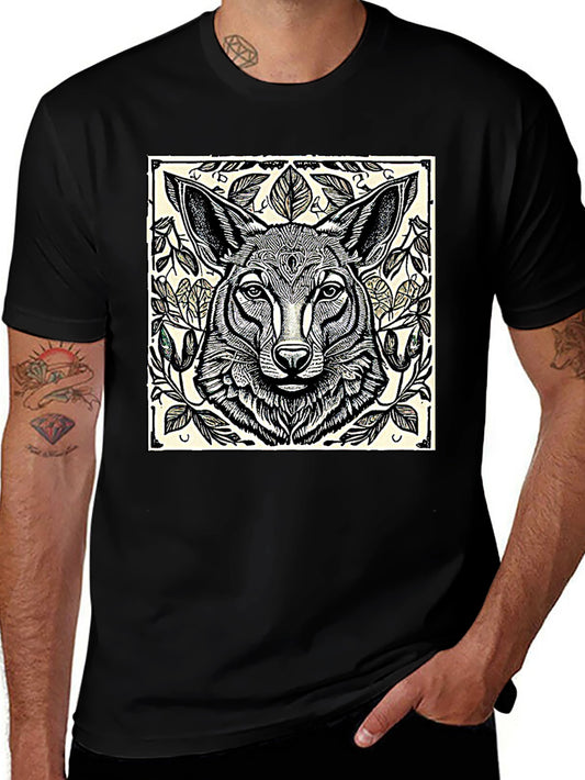 Artistic Wolf Graphic T-Shirt - Black