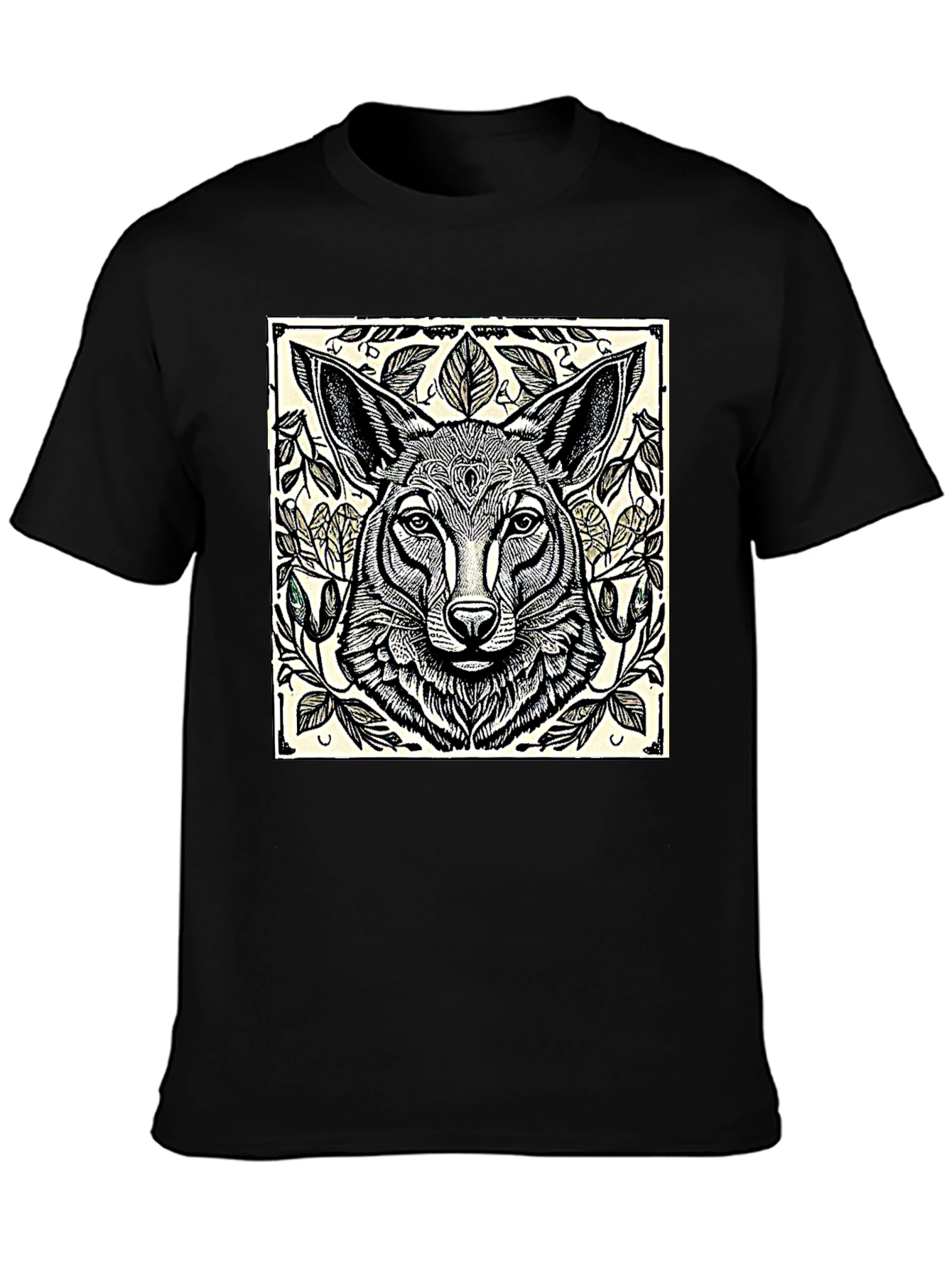 Artistic Wolf Graphic T-Shirt - Black