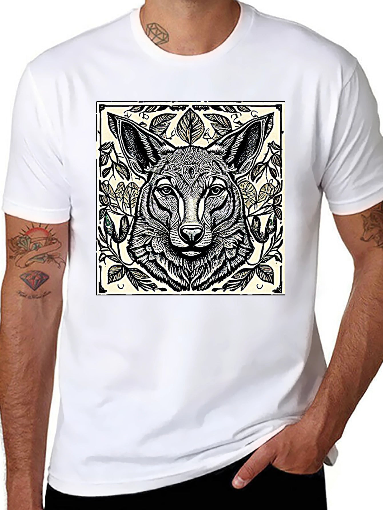 Artistic Wolf Graphic T-Shirt - Black