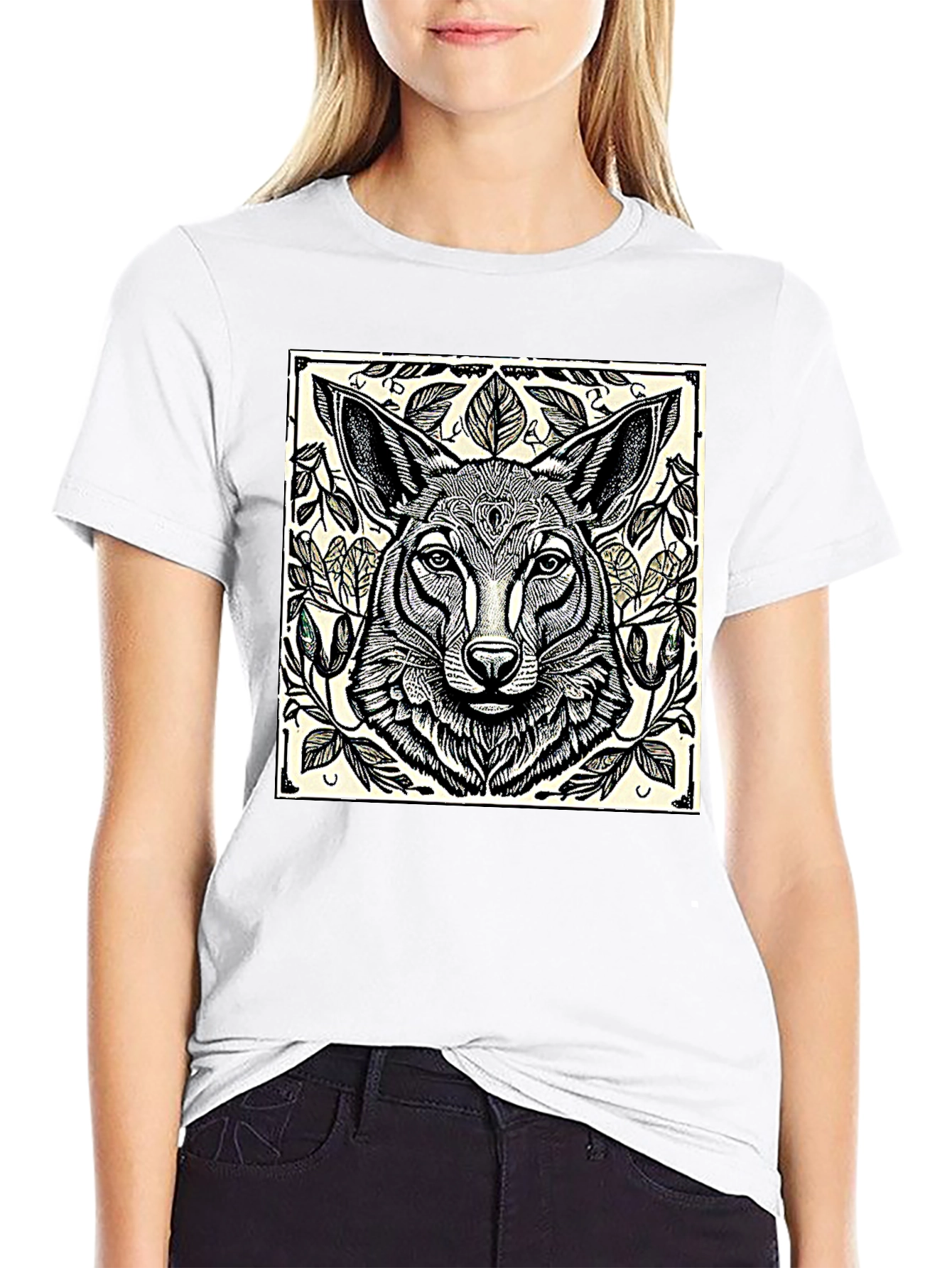 Artistic Wolf Graphic T-Shirt - Black