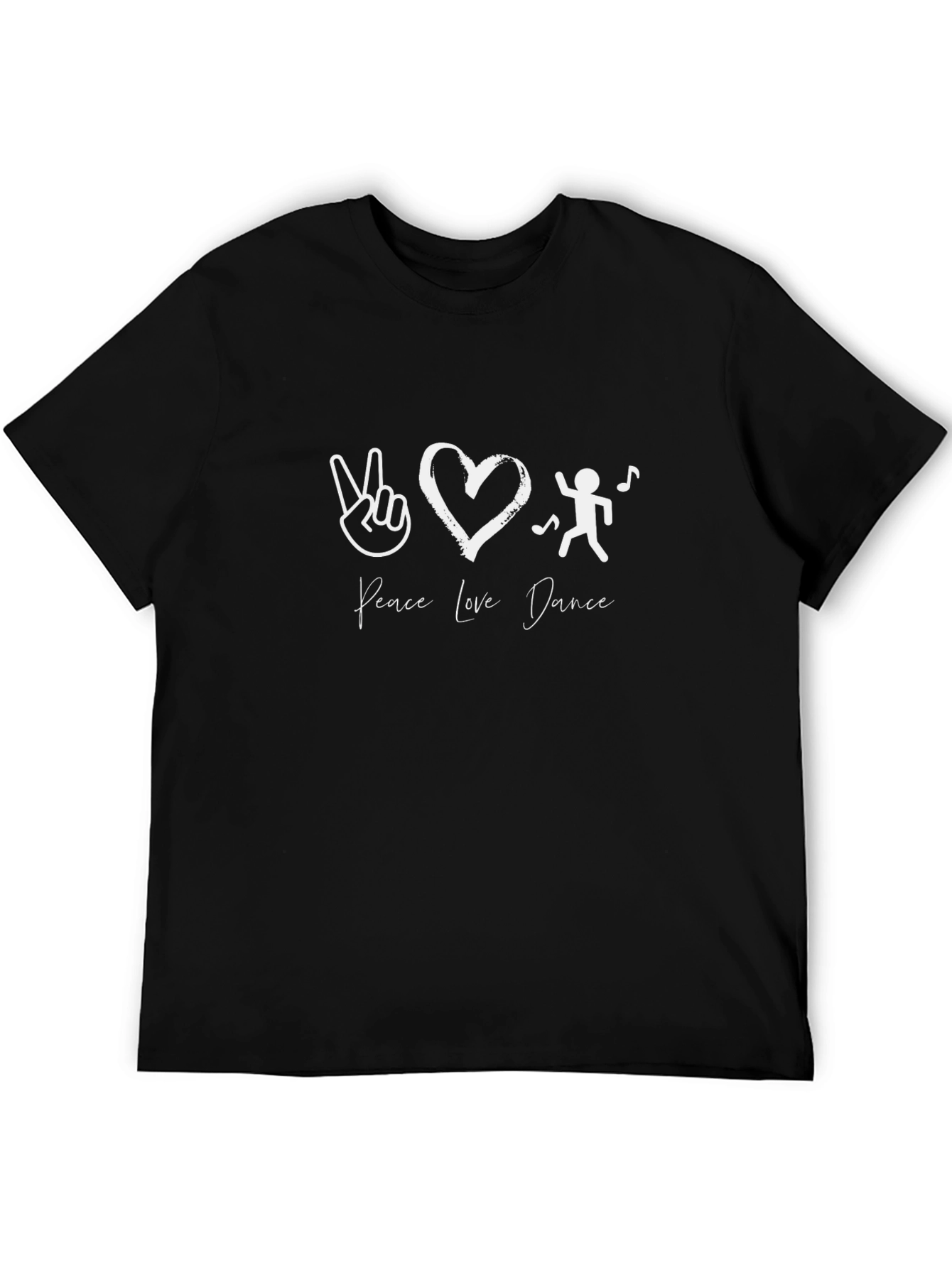 Peace Love Dance Graphic Tee - Black Cotton T-Shirt