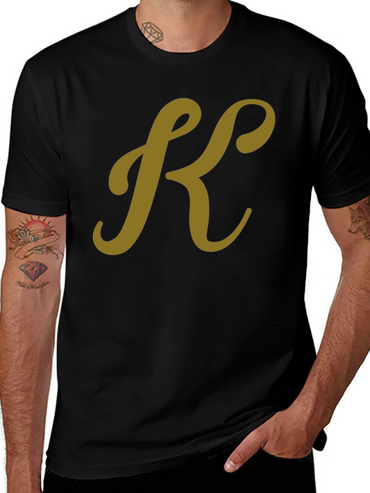 Stylish Black T-Shirt with Gold K Initial