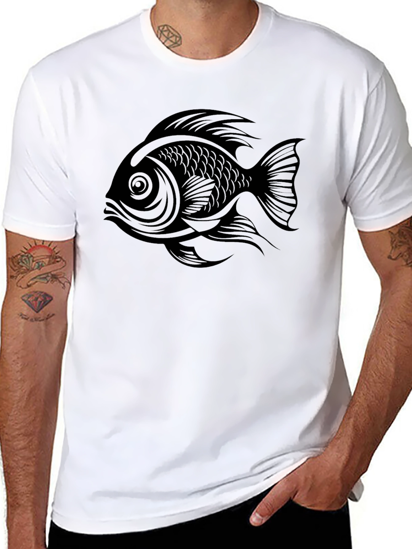 Black Fish Graphic Mens T-Shirt