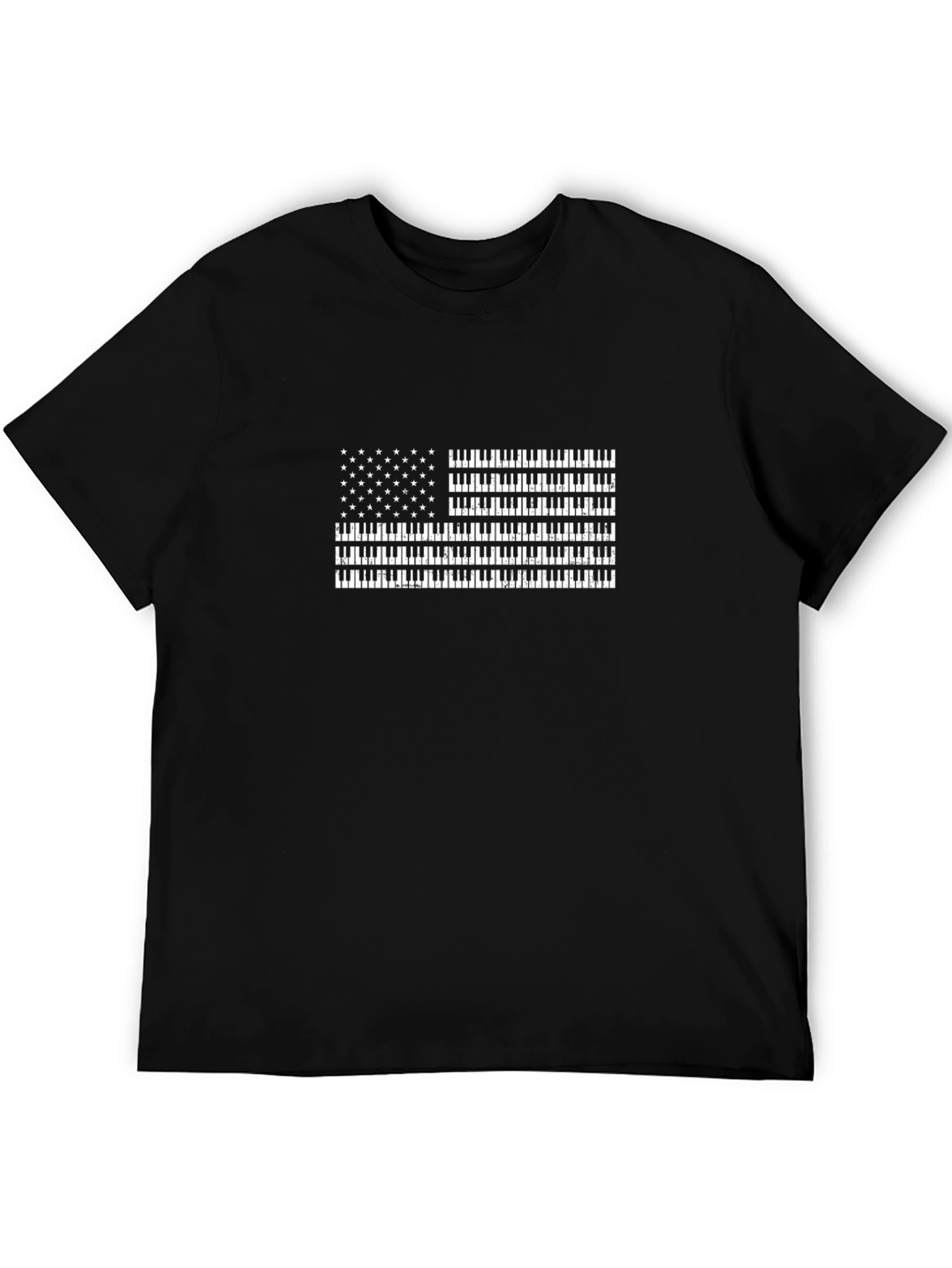 Piano Keys American Flag Graphic Tee - Black