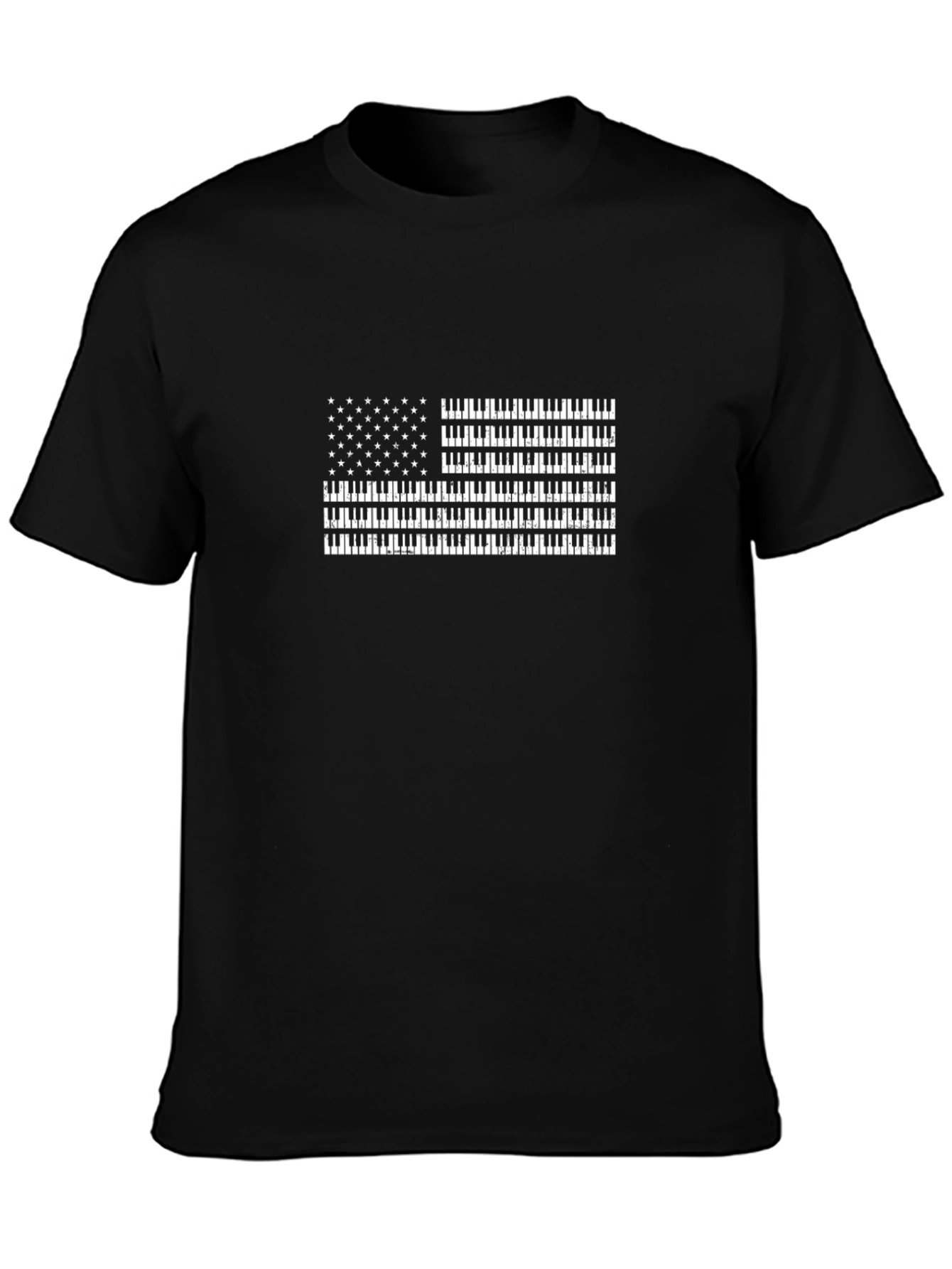 Piano Keys American Flag Graphic Tee - Black