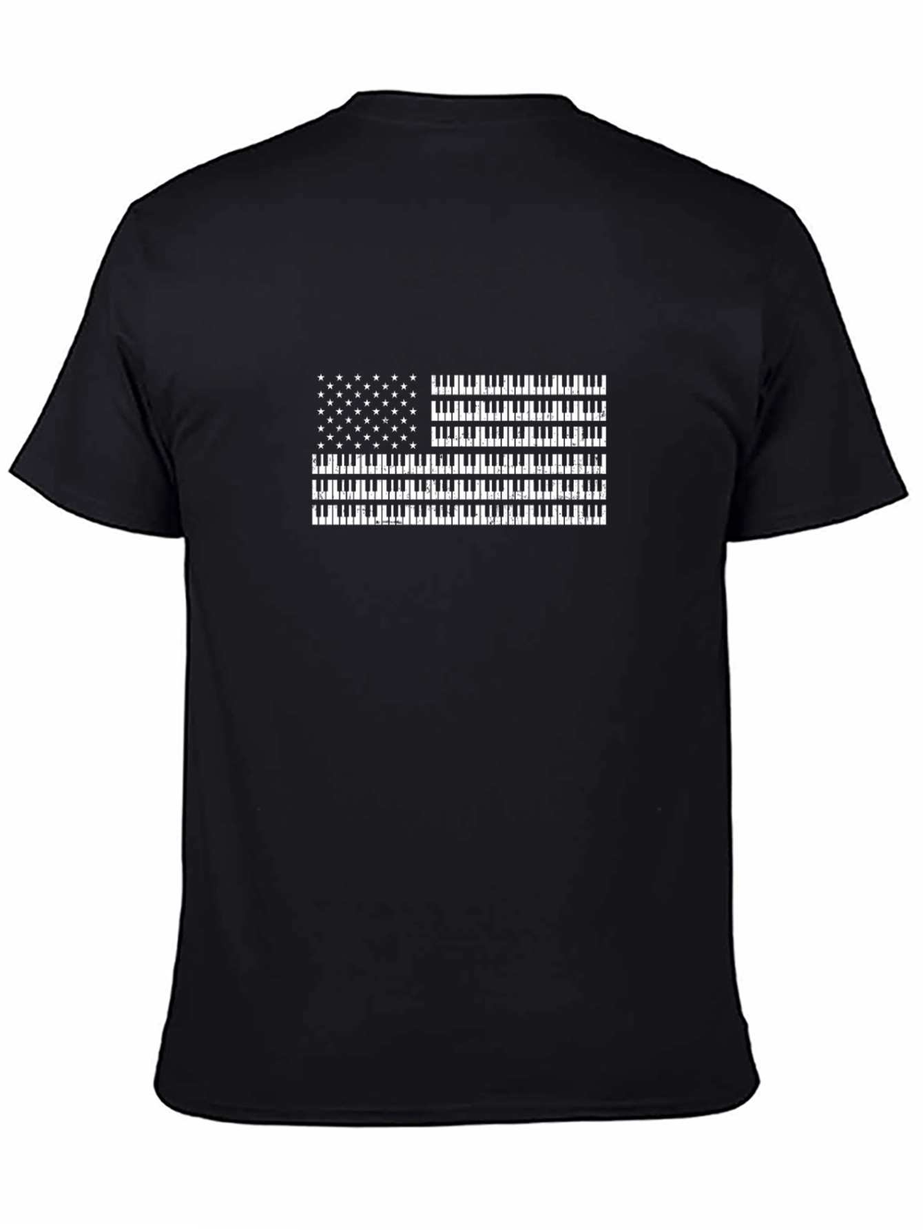 Piano Keys American Flag Graphic Tee - Black