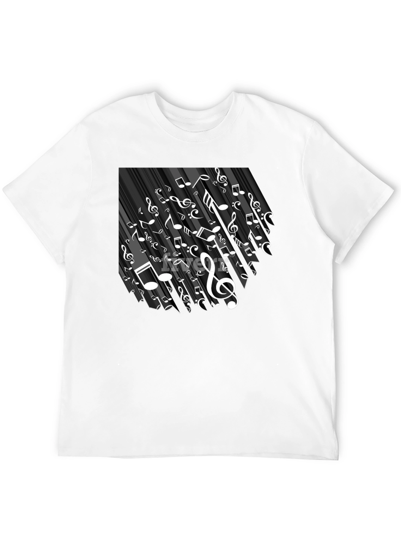 Musical Notes Graphic Tee - Black Cotton T-Shirt