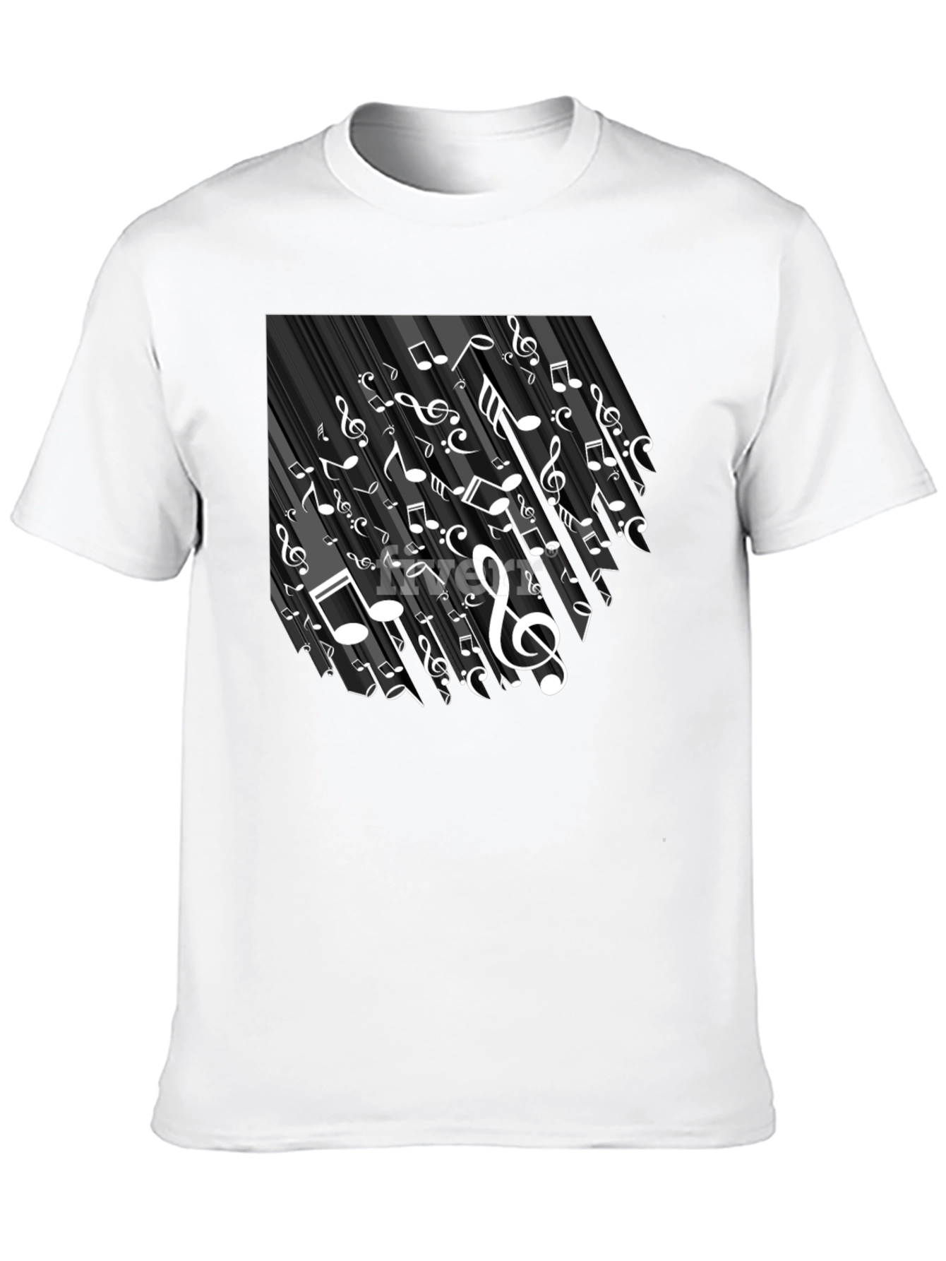 Musical Notes Graphic Tee - Black Cotton T-Shirt