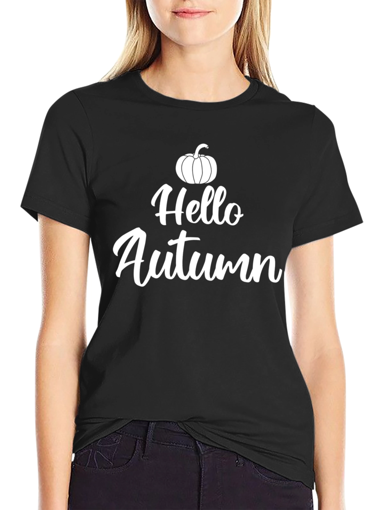 Hello Autumn Pumpkin Graphic T-Shirt