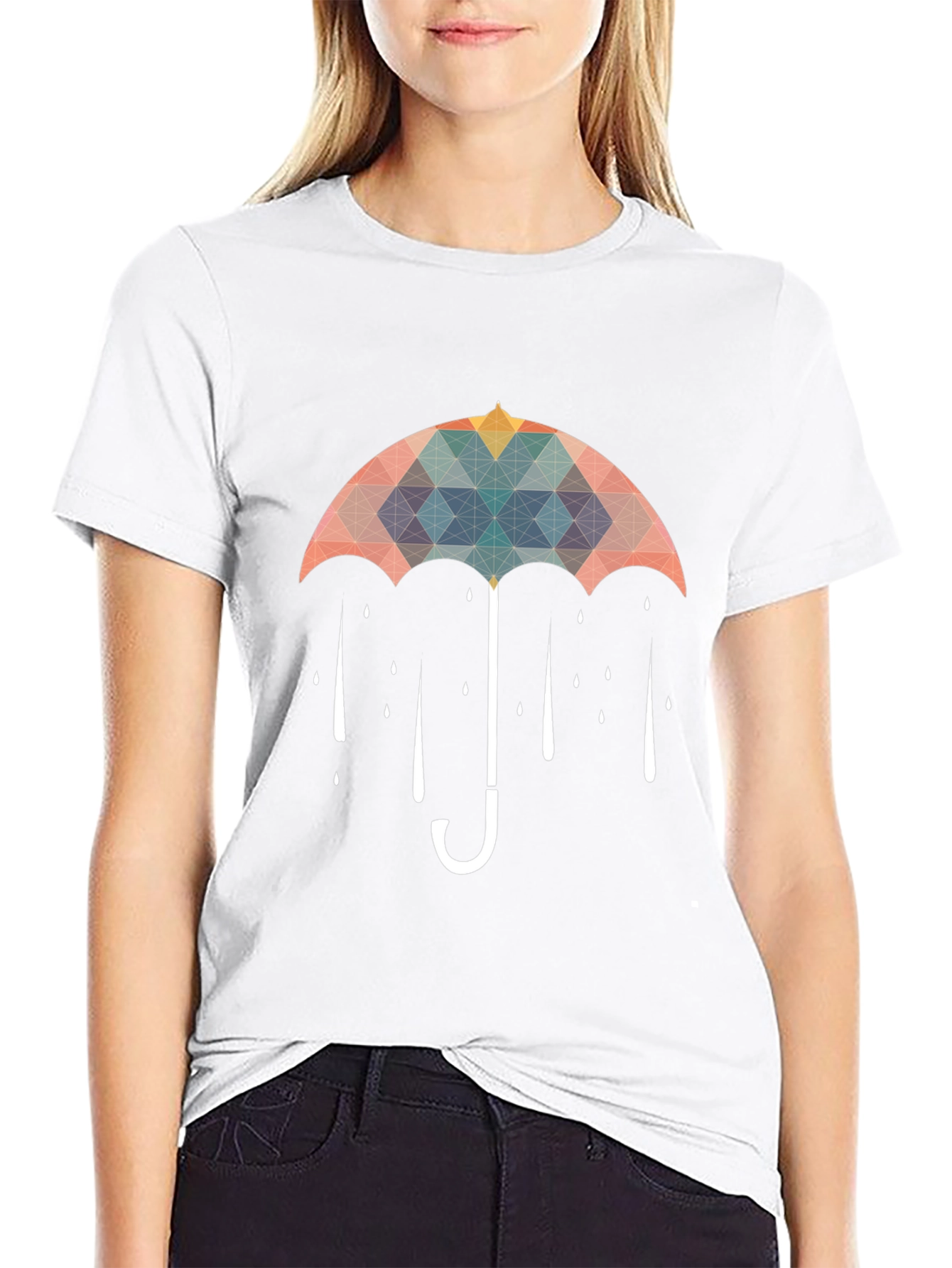 Geometric Umbrella Black T-Shirt