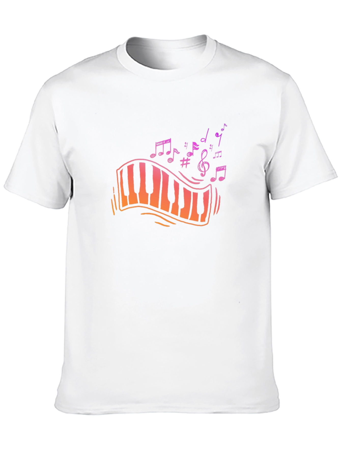 Musical Piano Key Design Black T-Shirt