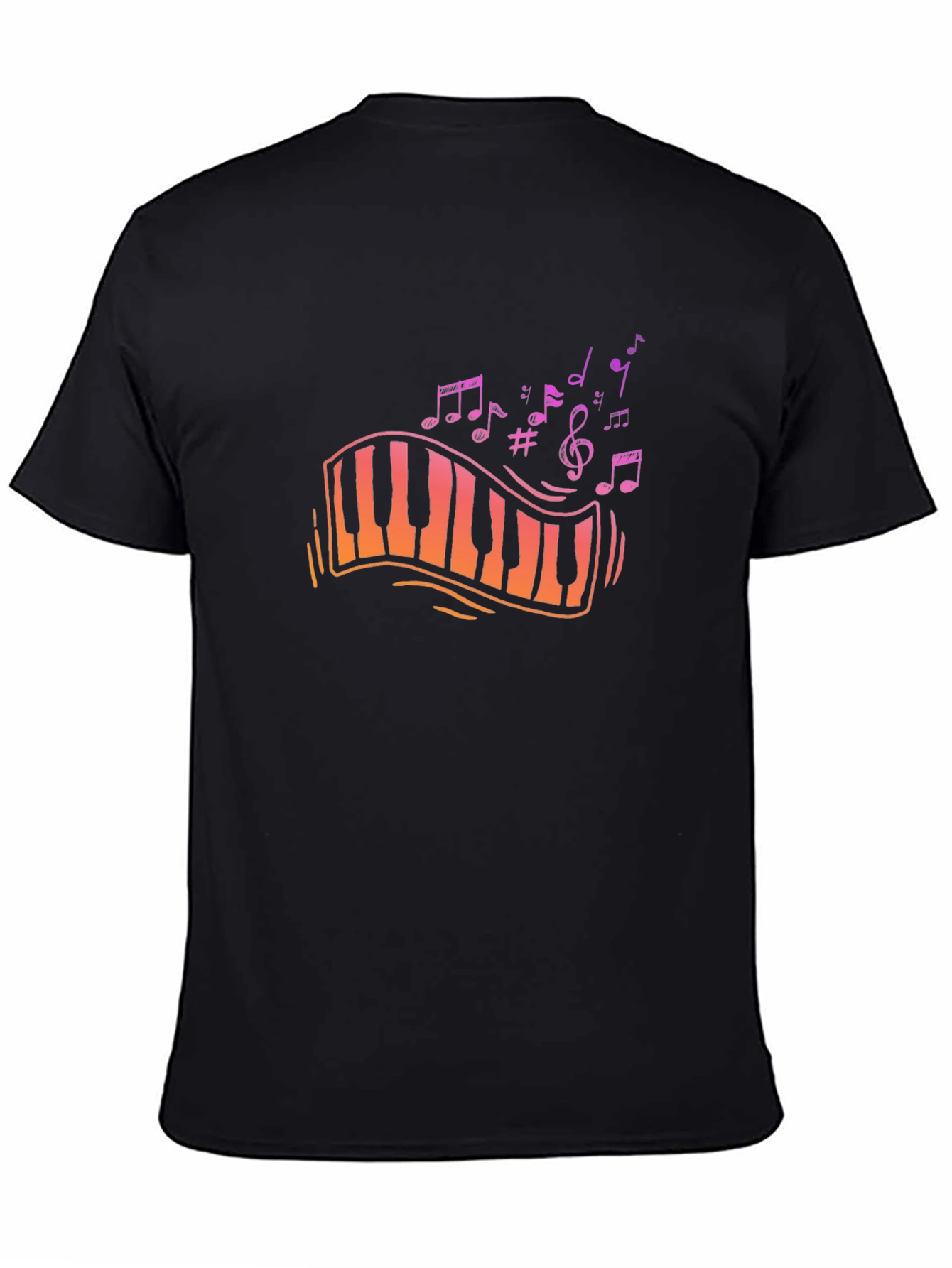Musical Piano Key Design Black T-Shirt