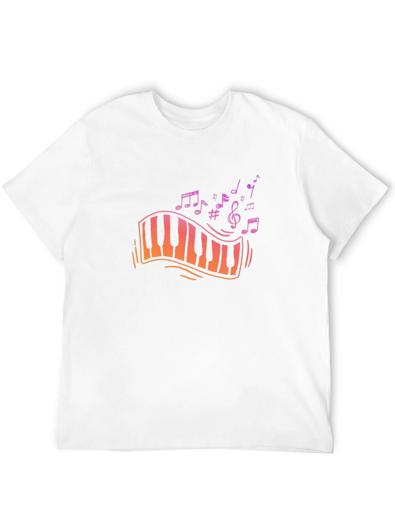 Musical Piano Key Design Black T-Shirt