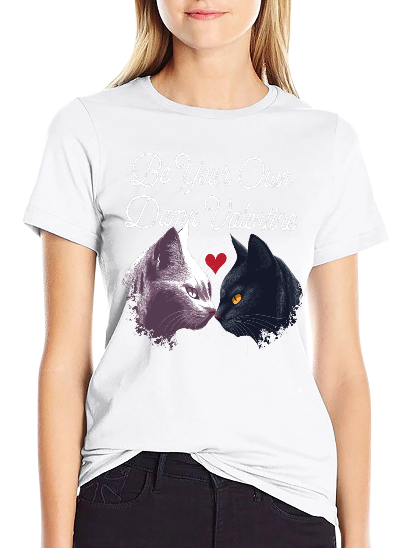 Be Your Own Damn Valentine Black Cat Graphic T-Shirt