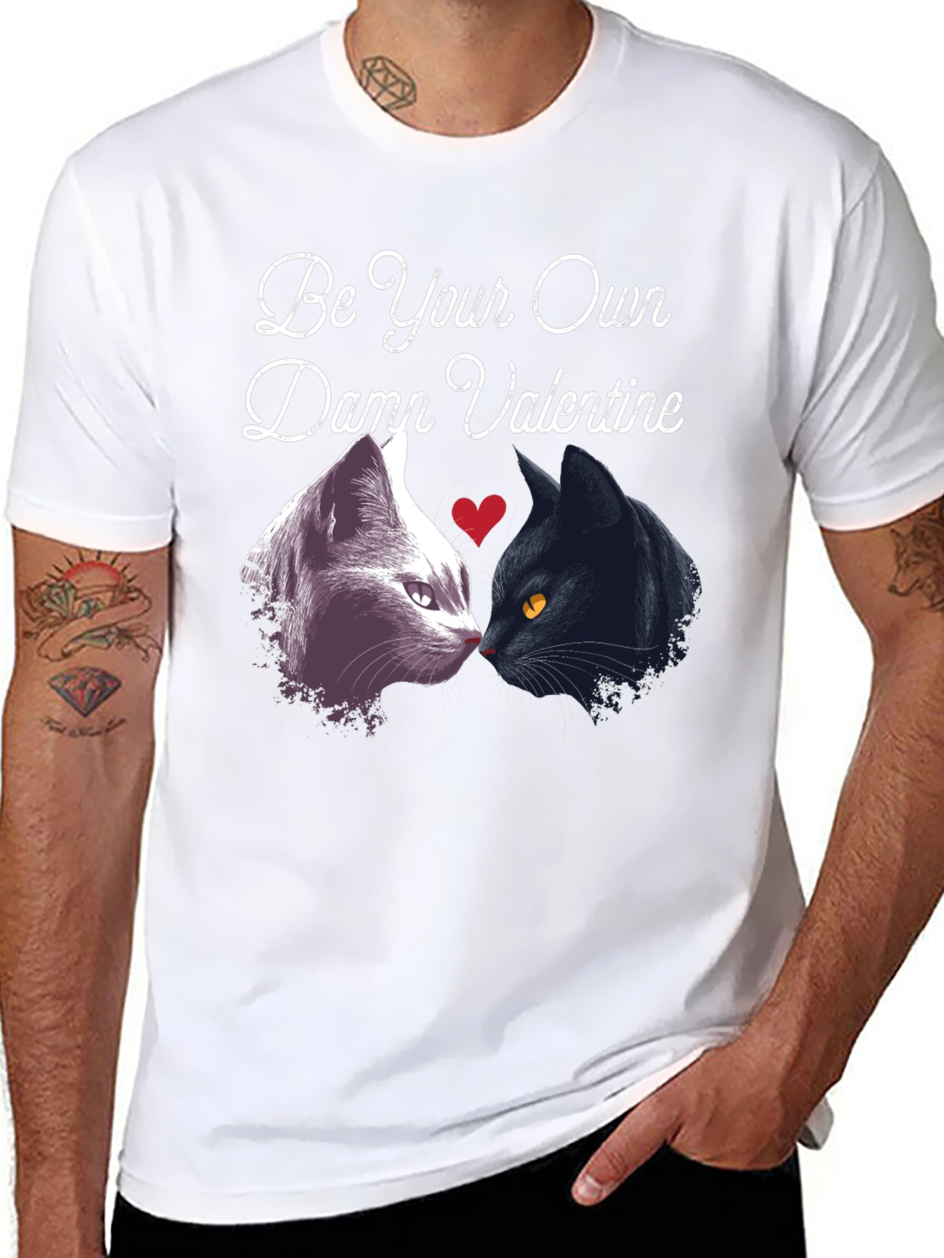 Be Your Own Damn Valentine Black Cat Graphic T-Shirt