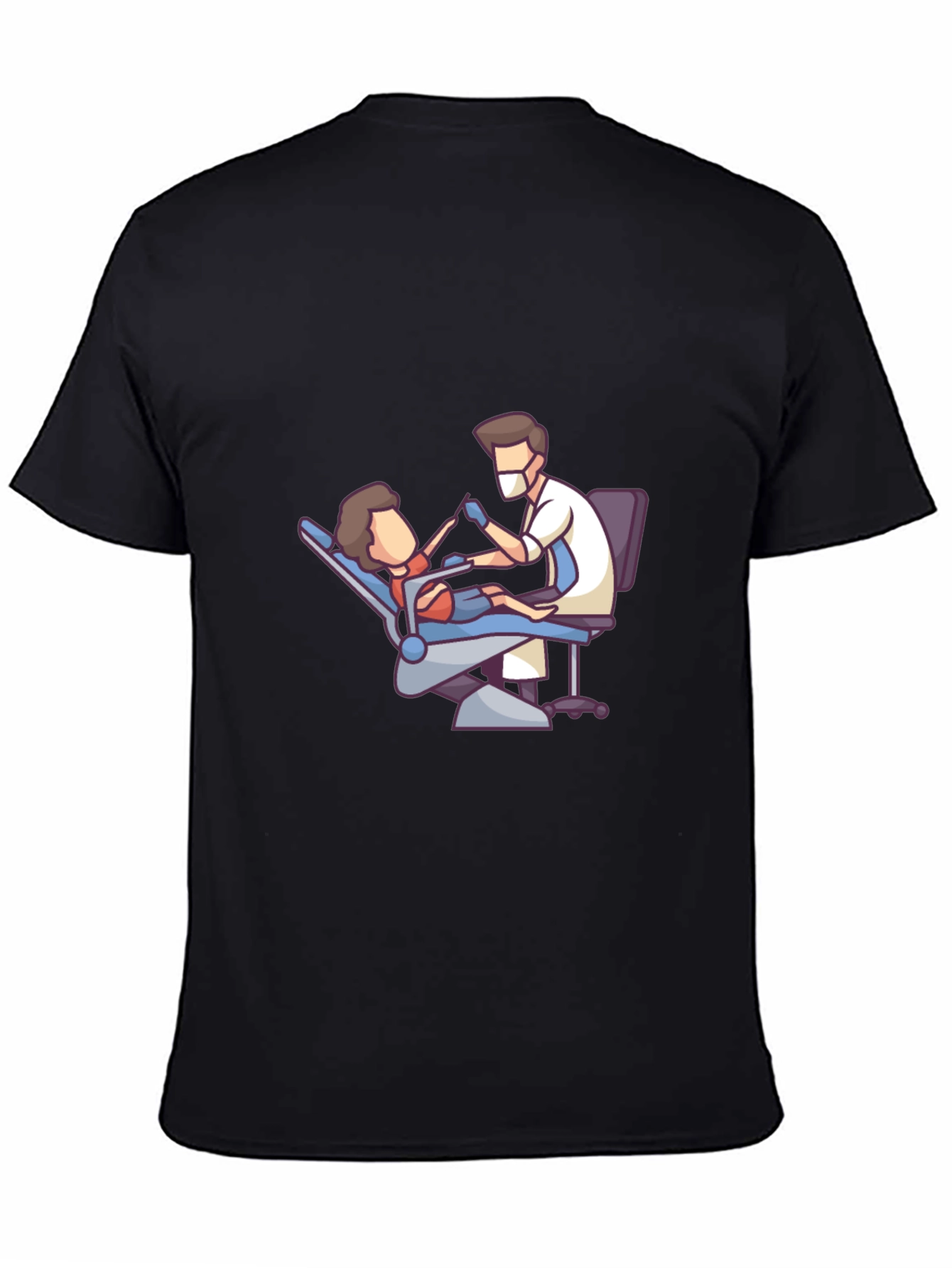 Dentist Cartoon Graphic Black T-Shirt