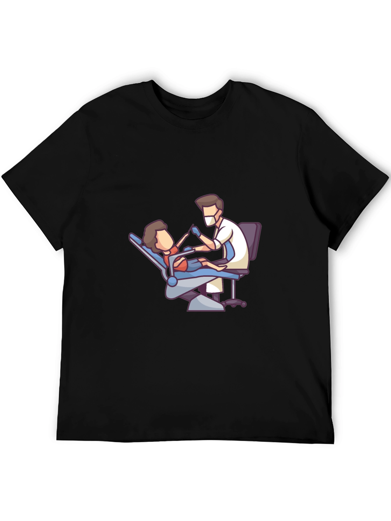 Dentist Cartoon Graphic Black T-Shirt