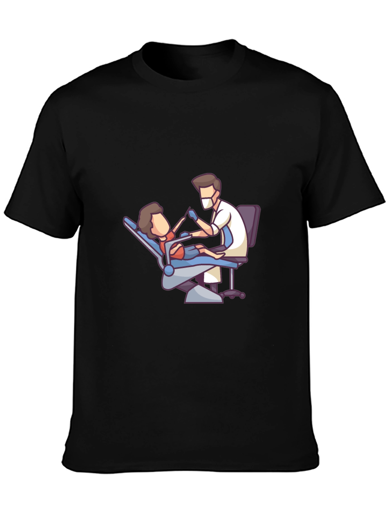 Dentist Cartoon Graphic Black T-Shirt