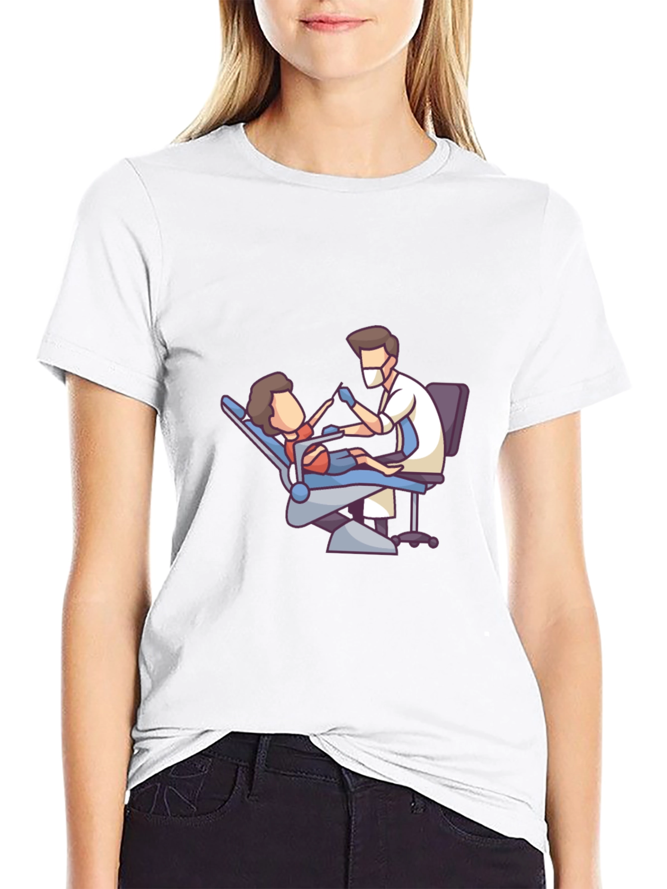 Dentist Cartoon Graphic Black T-Shirt