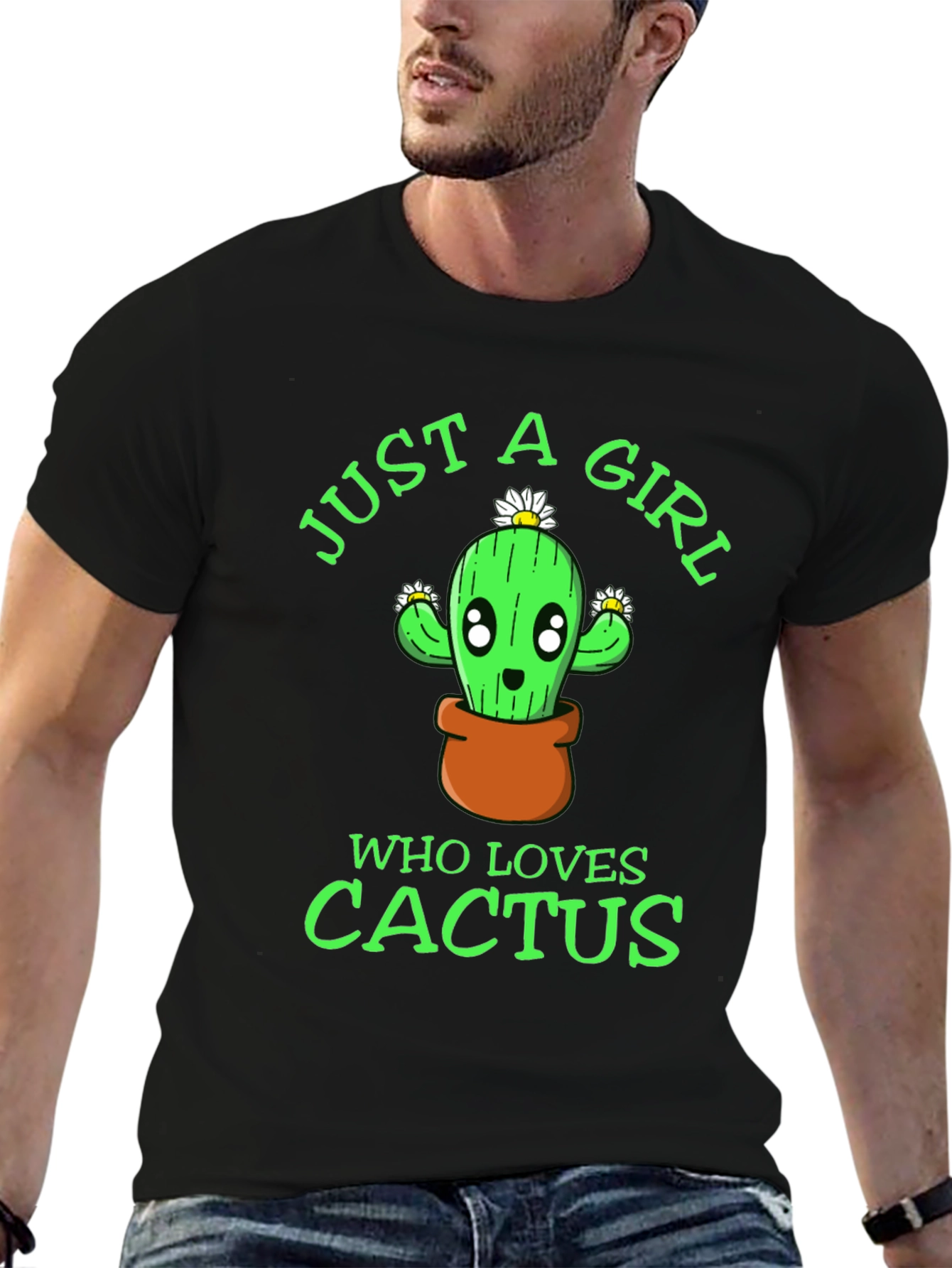 Just A Girl Who Loves Cactus Graphic T-Shirt