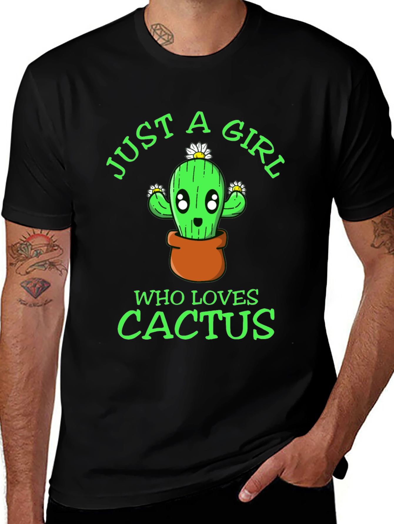 Just A Girl Who Loves Cactus Graphic T-Shirt