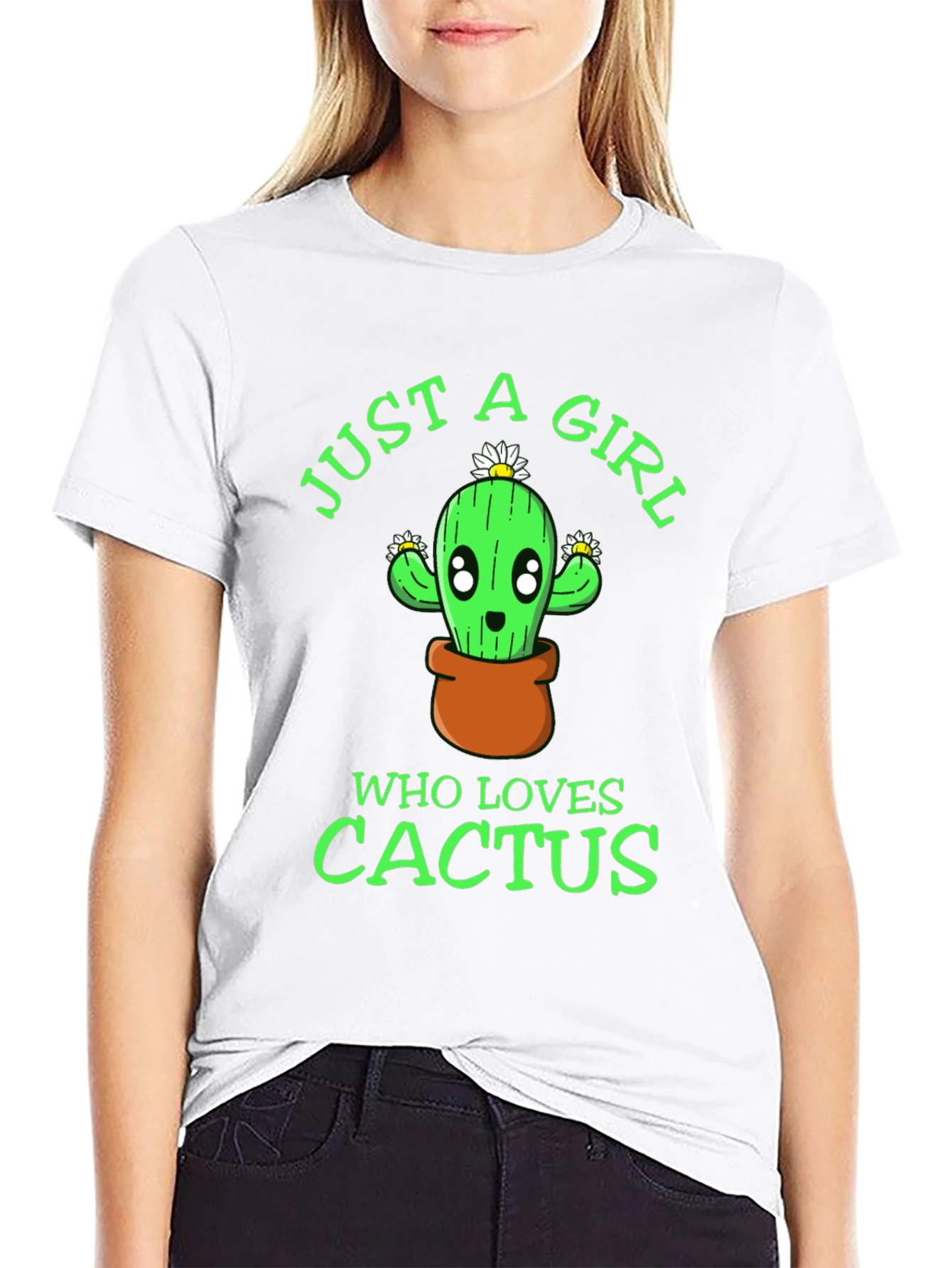 Just A Girl Who Loves Cactus Graphic T-Shirt