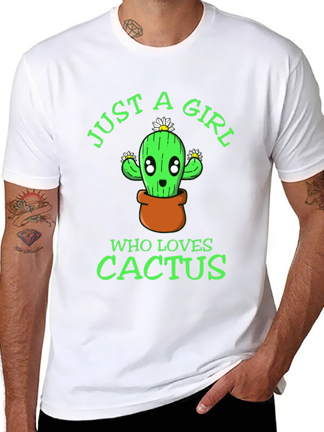 Just A Girl Who Loves Cactus Graphic T-Shirt