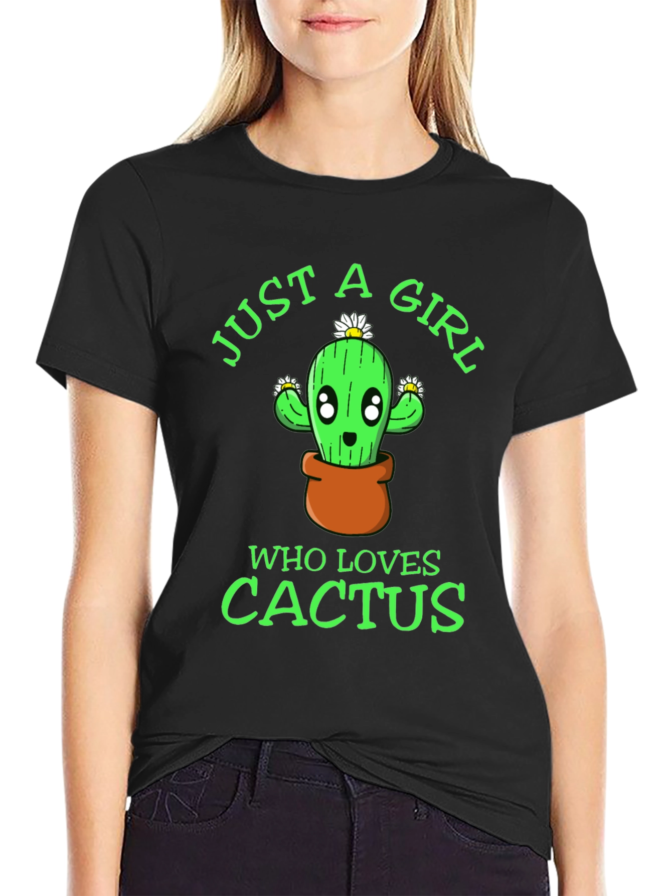 Just A Girl Who Loves Cactus Graphic T-Shirt
