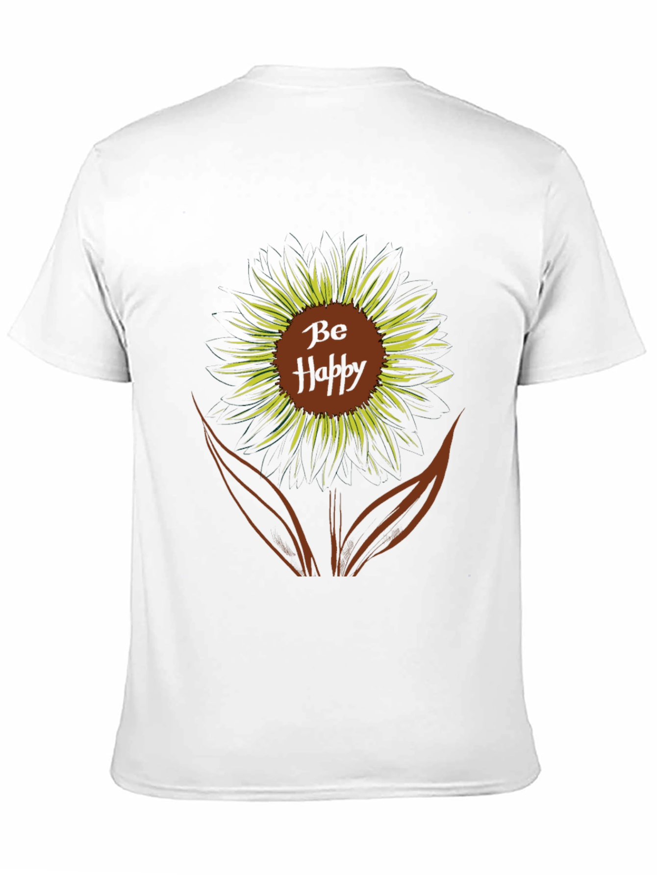 Be Happy Sunflower Graphic Tee - Black Casual T-Shirt