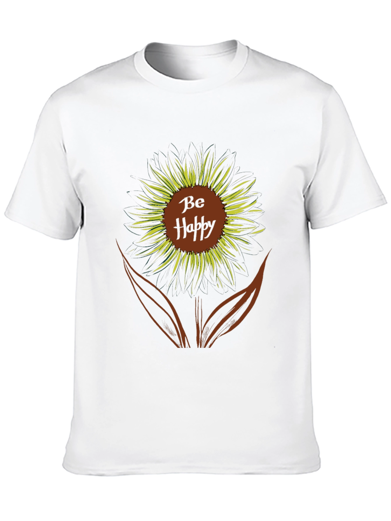 Be Happy Sunflower Graphic Tee - Black Casual T-Shirt