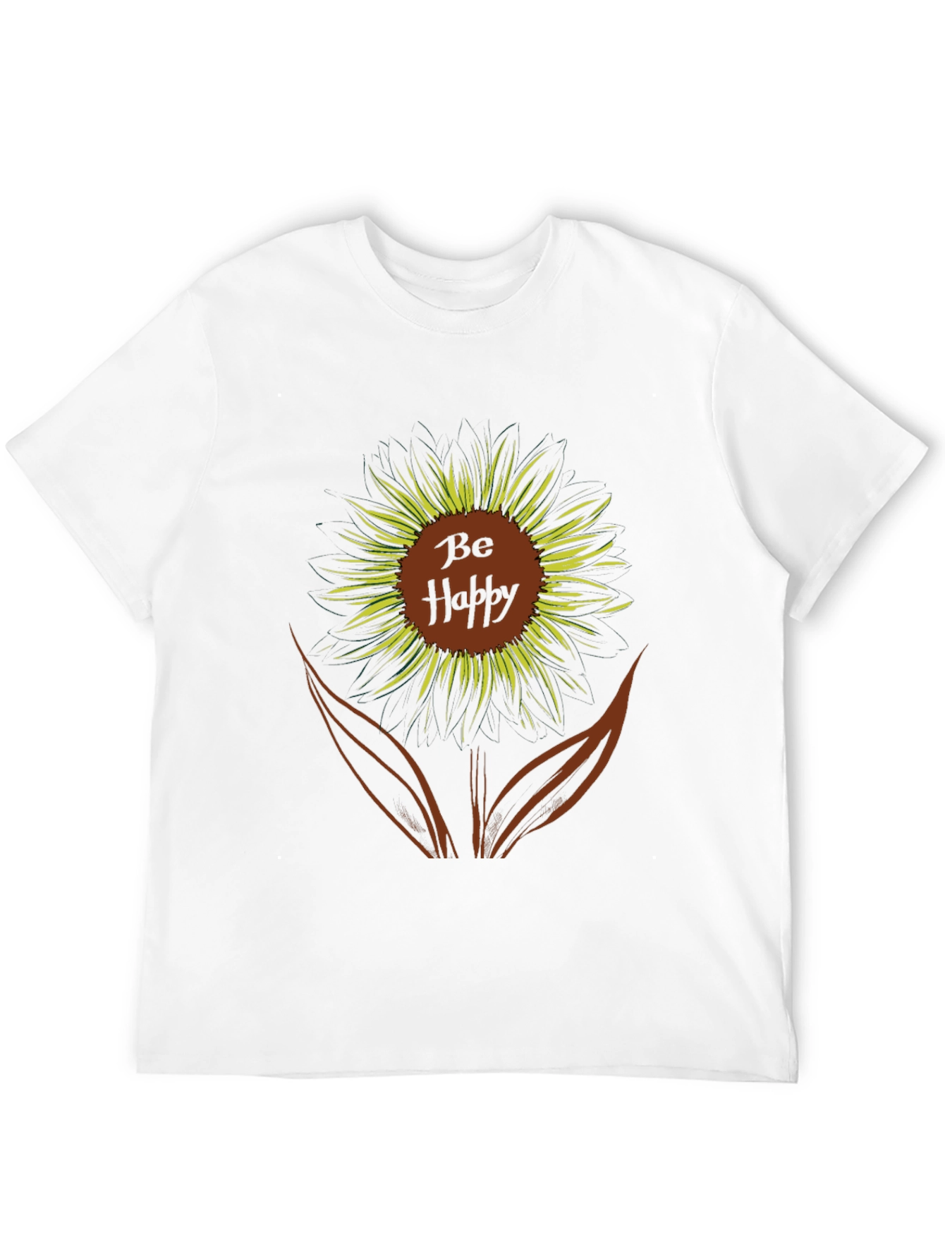 Be Happy Sunflower Graphic Tee - Black Casual T-Shirt