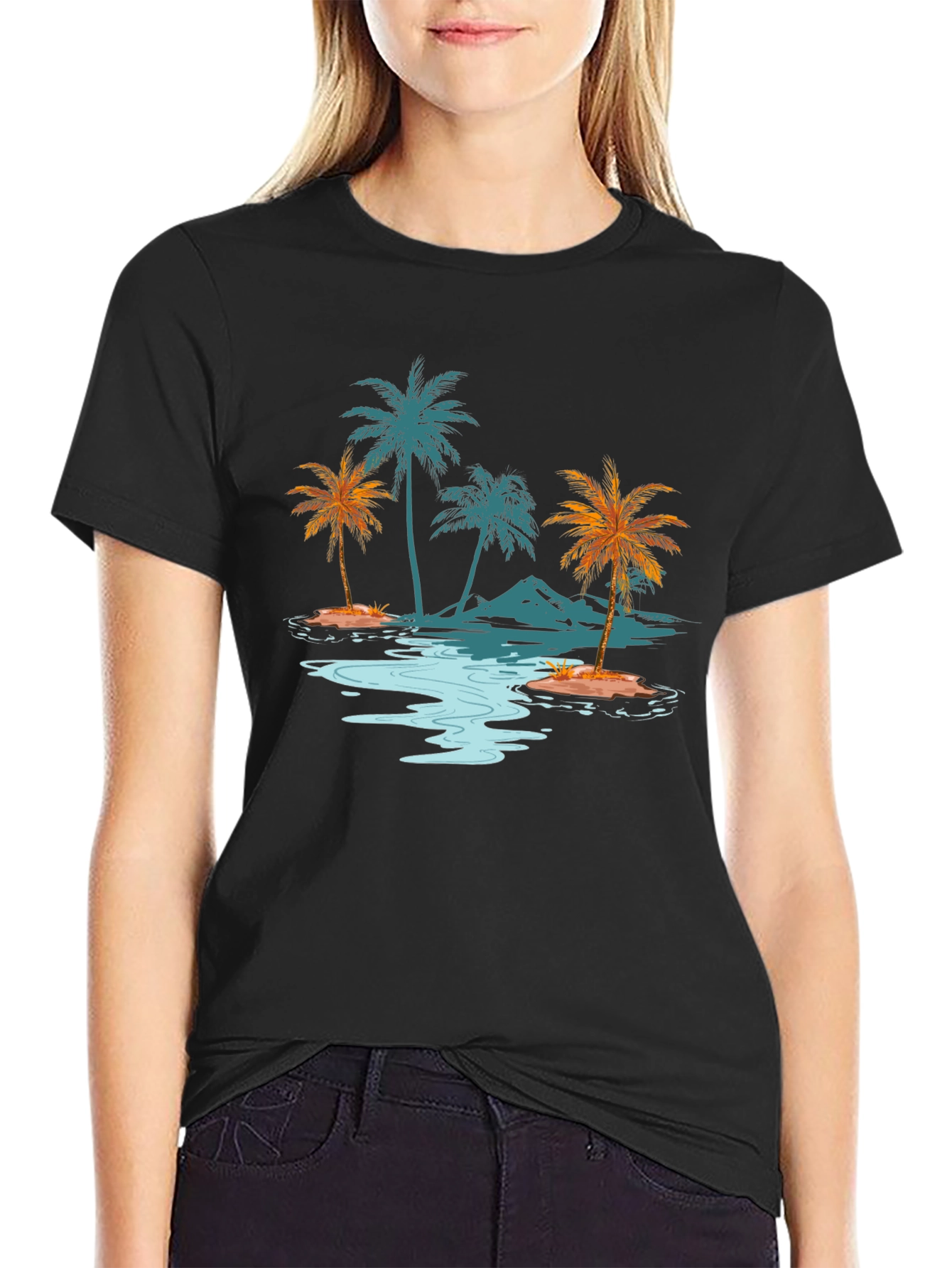Tropical Palm Tree Island Graphic T-Shirt