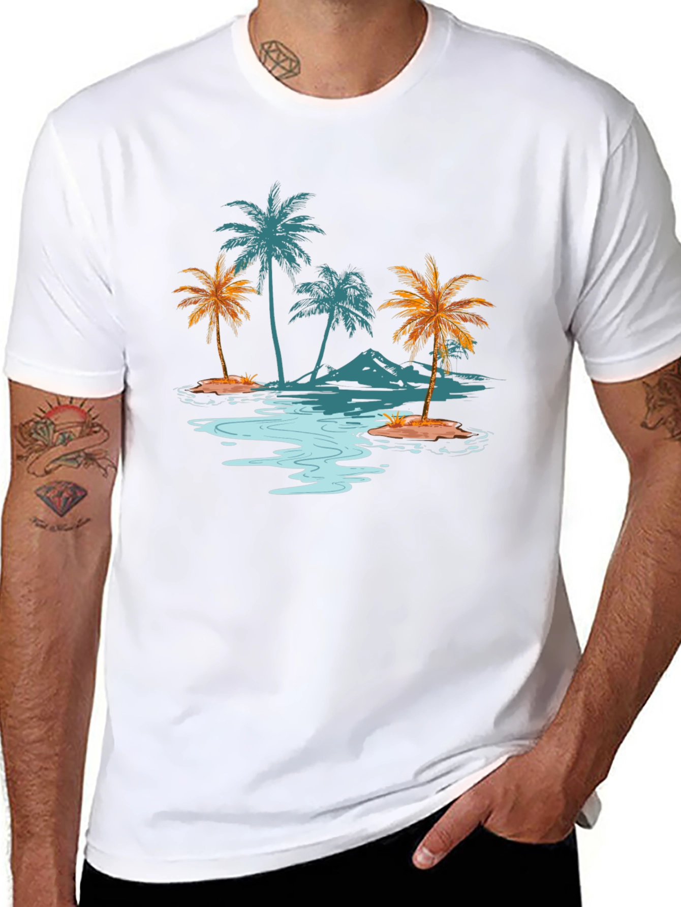 Tropical Palm Tree Island Graphic T-Shirt