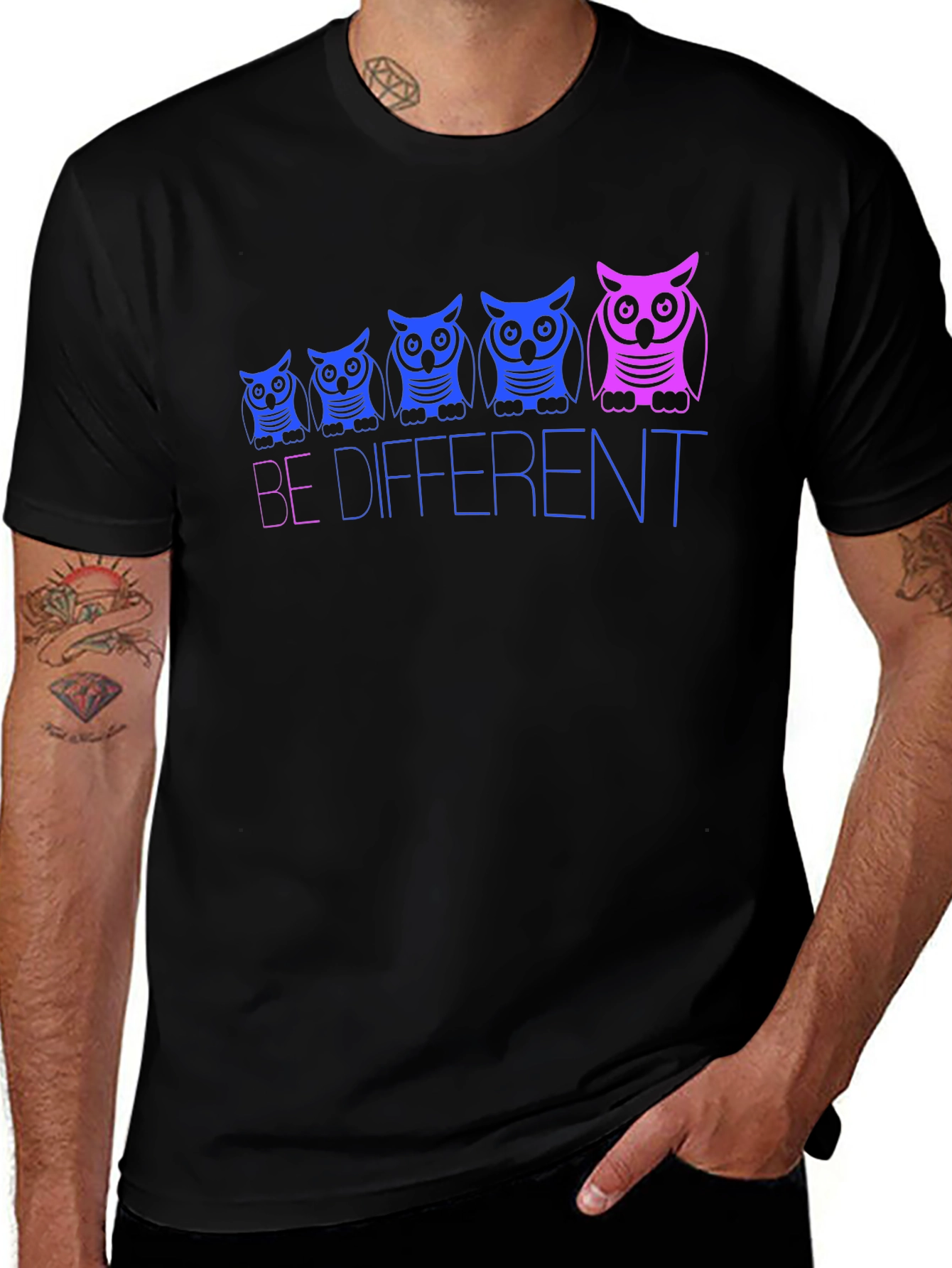 Be Different Owl Graphic Tee - Black