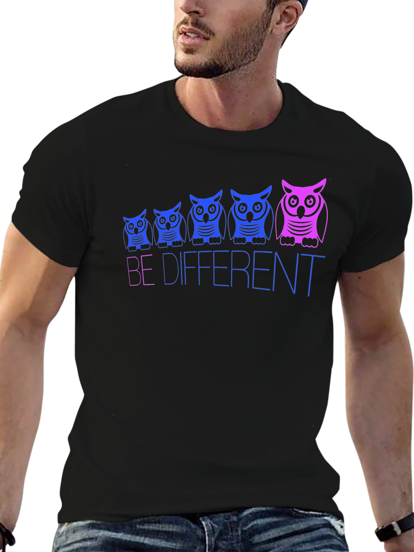 Be Different Owl Graphic Tee - Black