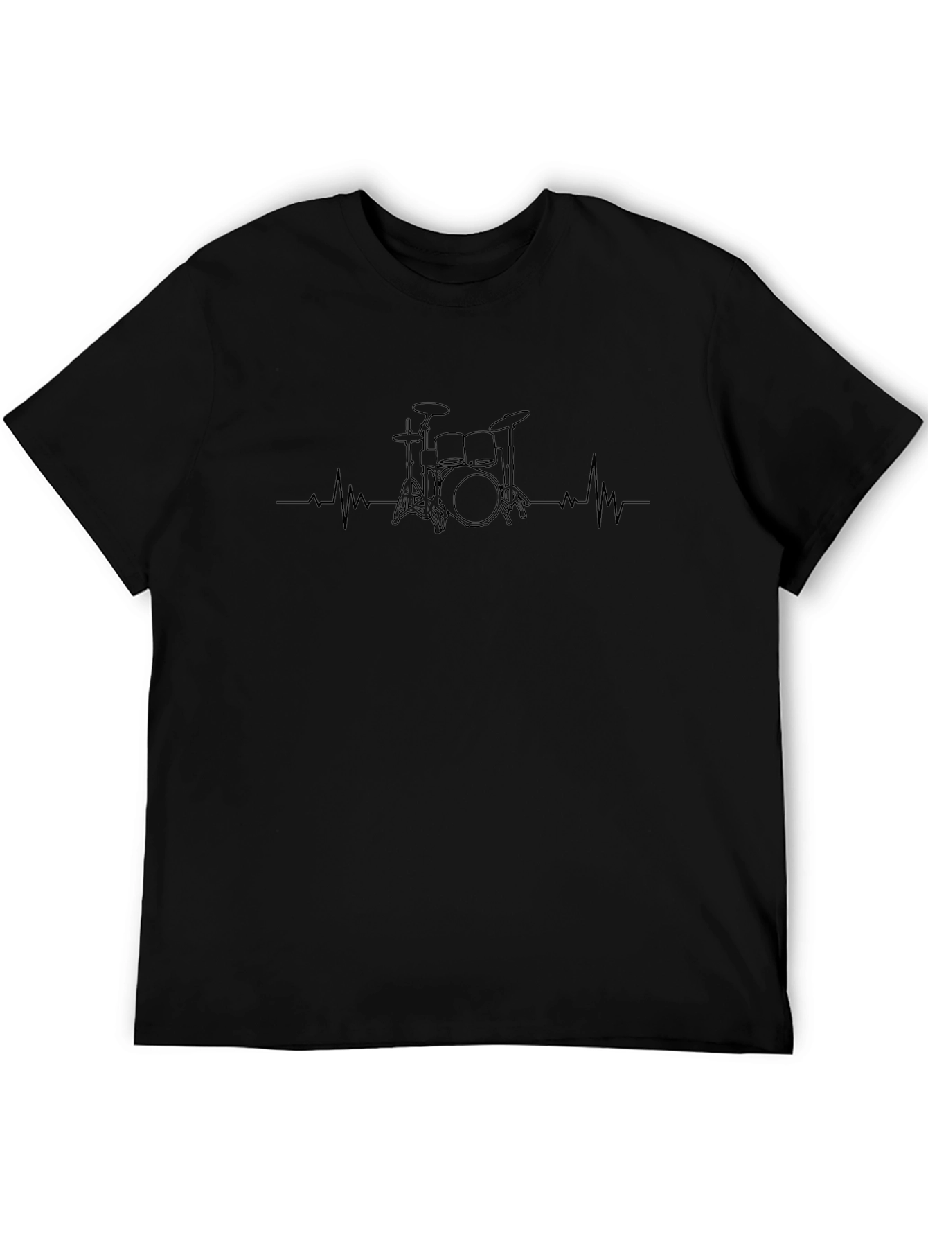 Drum Beat Heartbeat Graphic Tee - Black