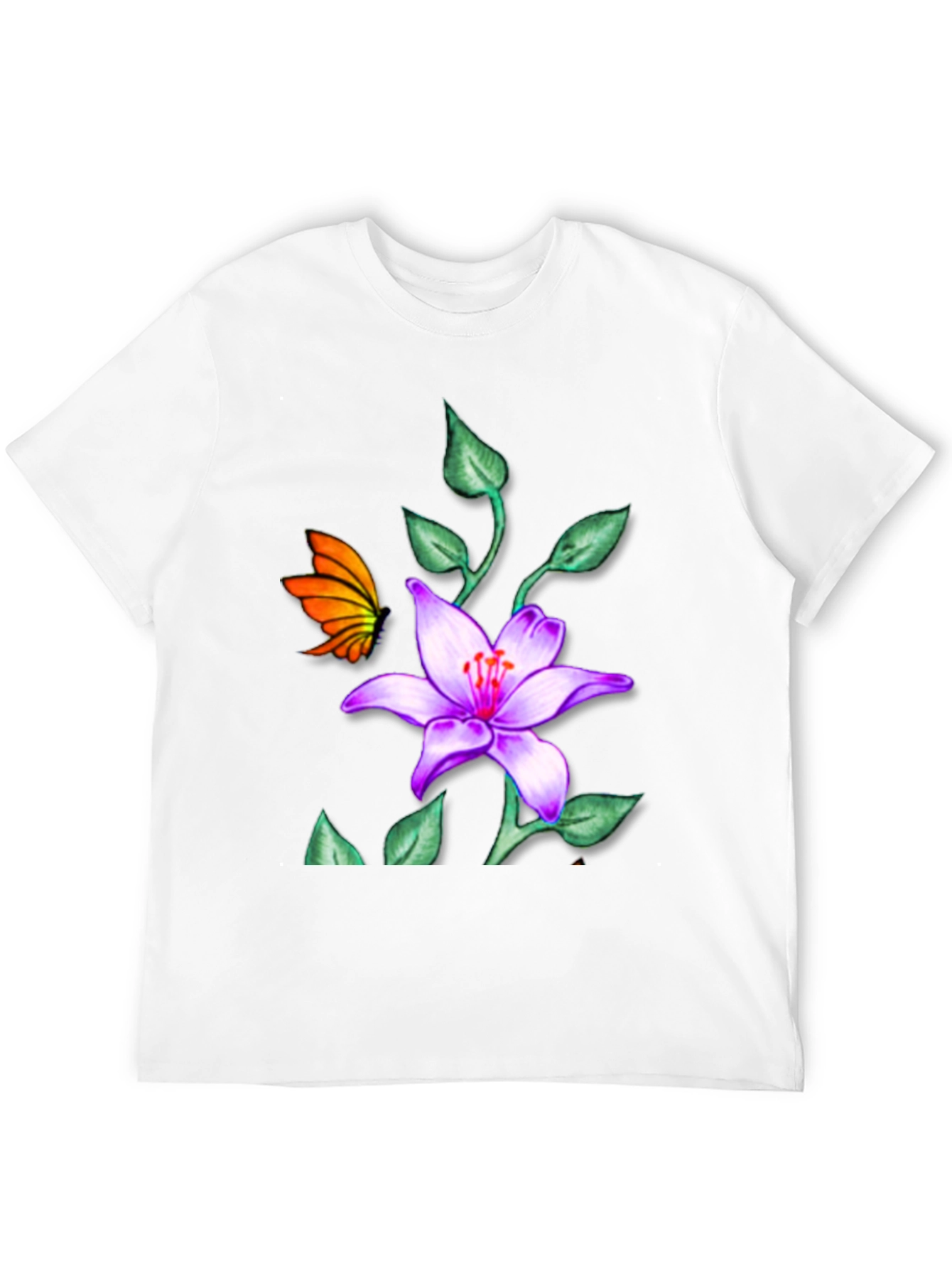 Floral Butterfly Black T-Shirt