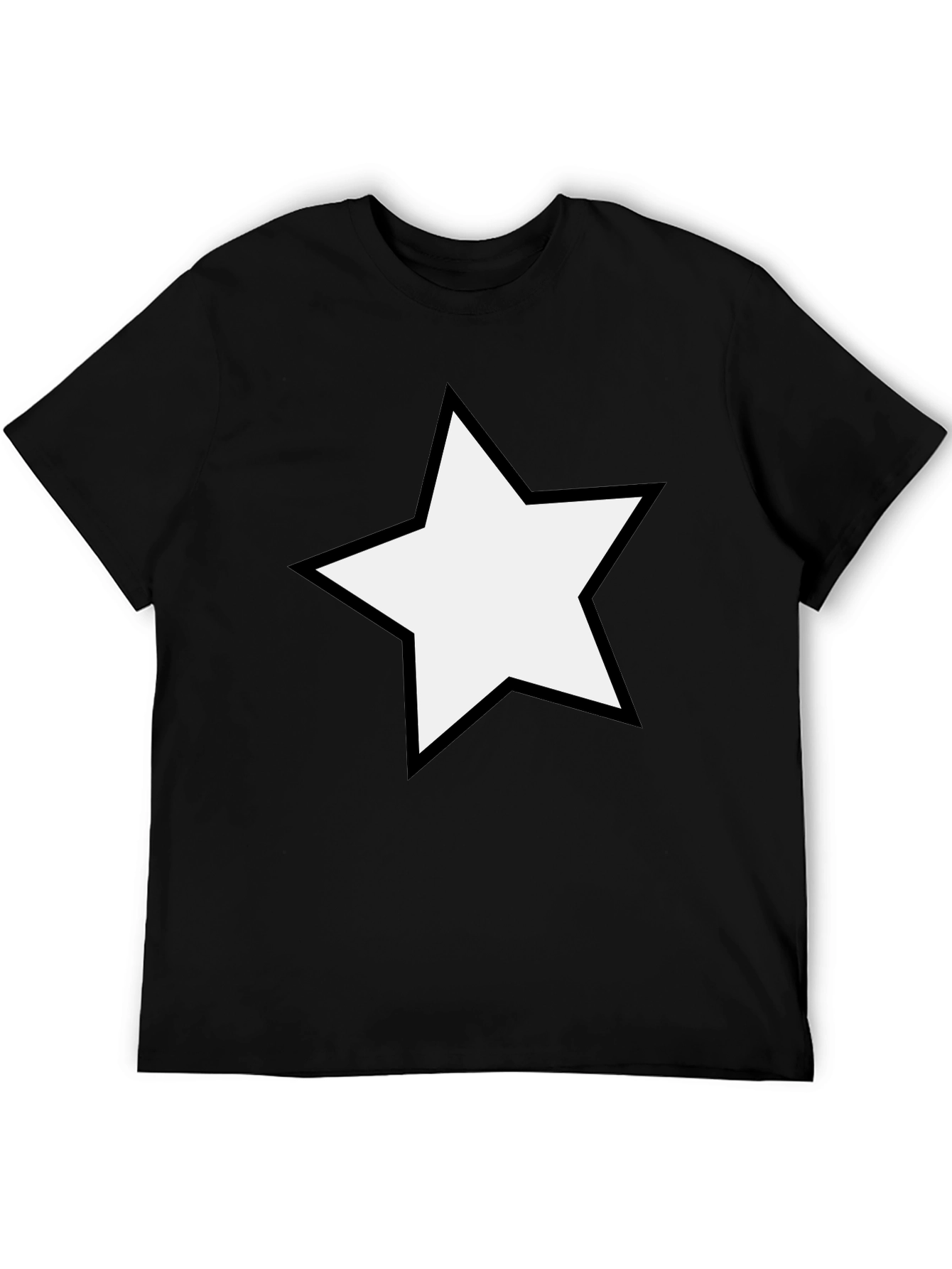 Black T-Shirt with White Star Design
