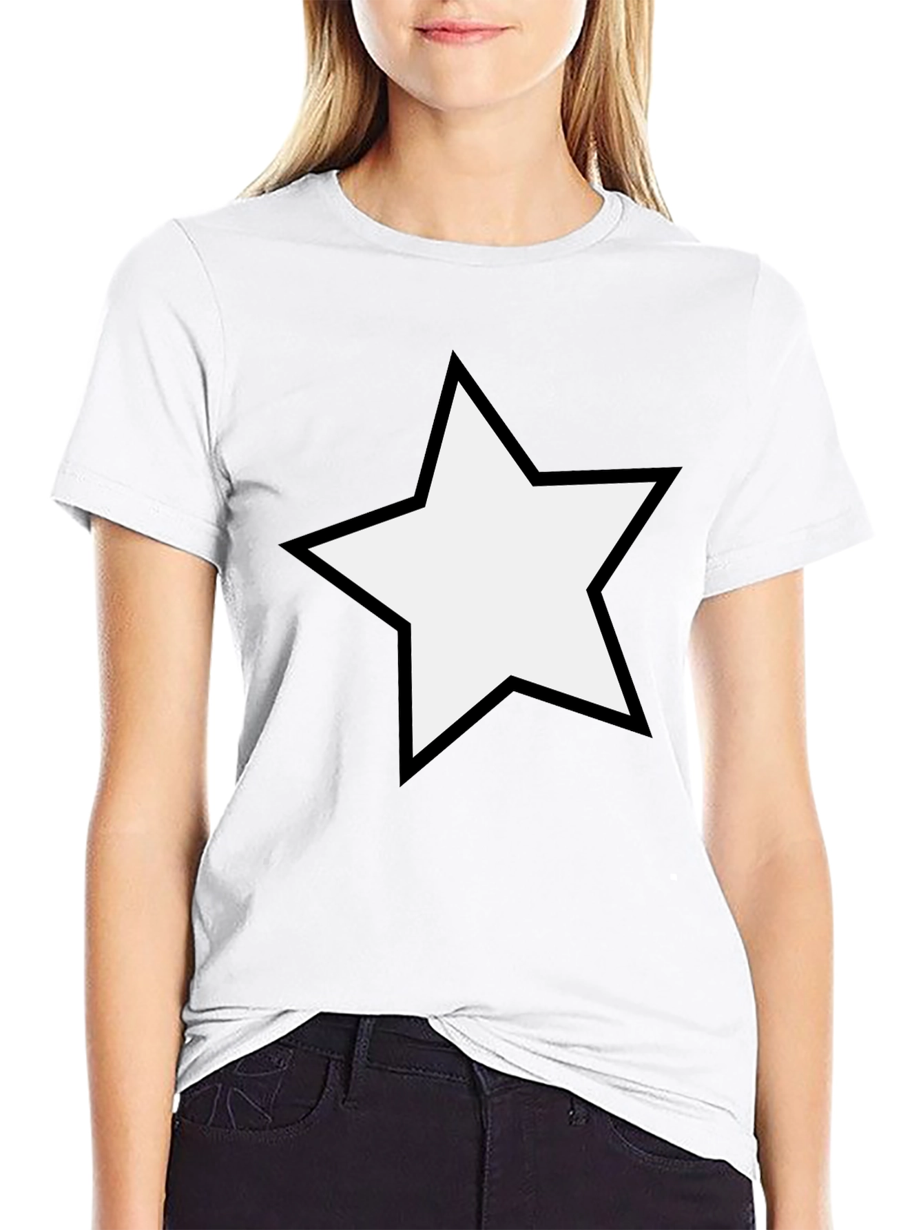 Black T-Shirt with White Star Design