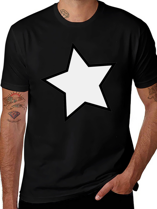 Black T-Shirt with White Star Design
