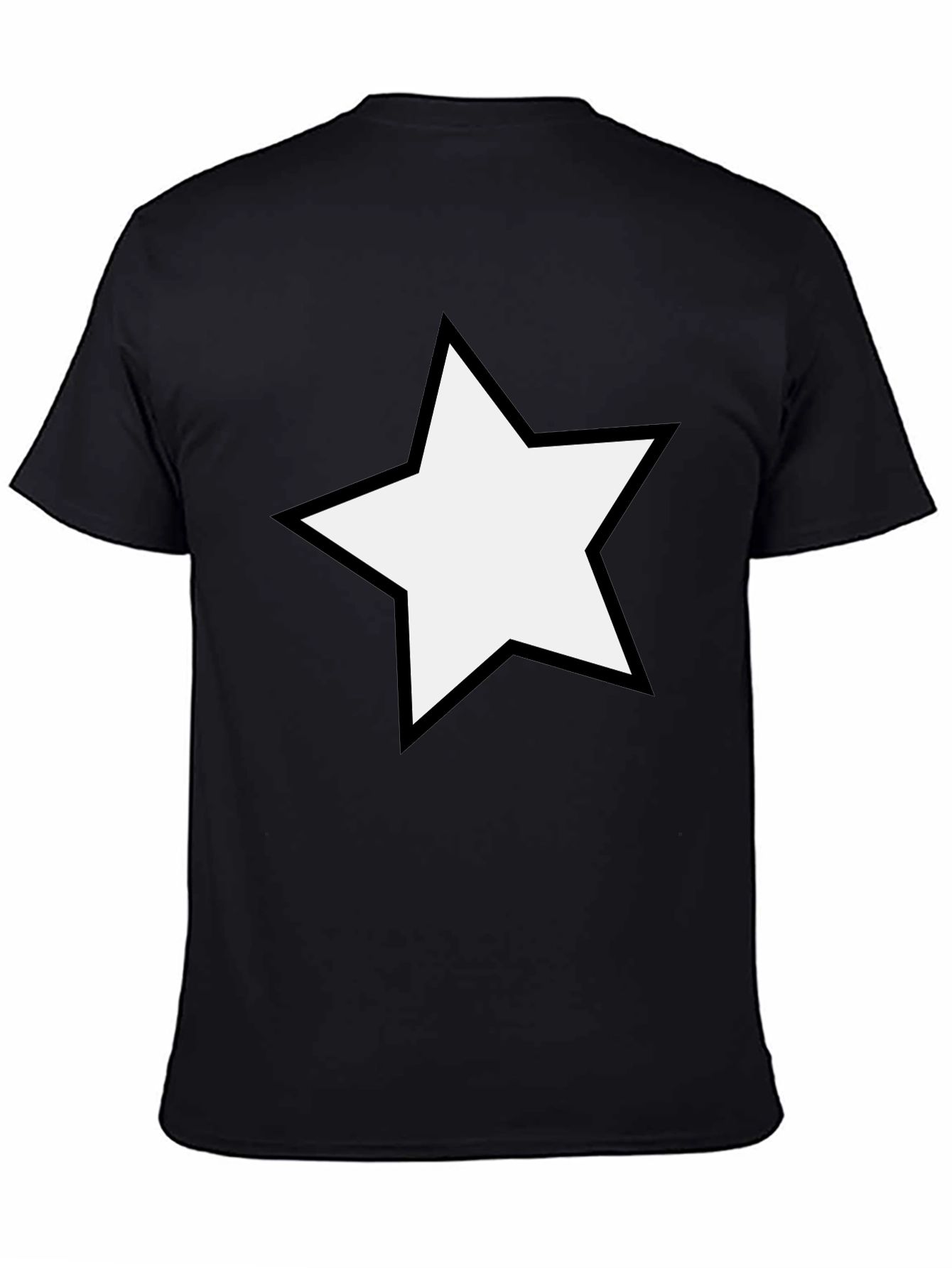 Black T-Shirt with White Star Design