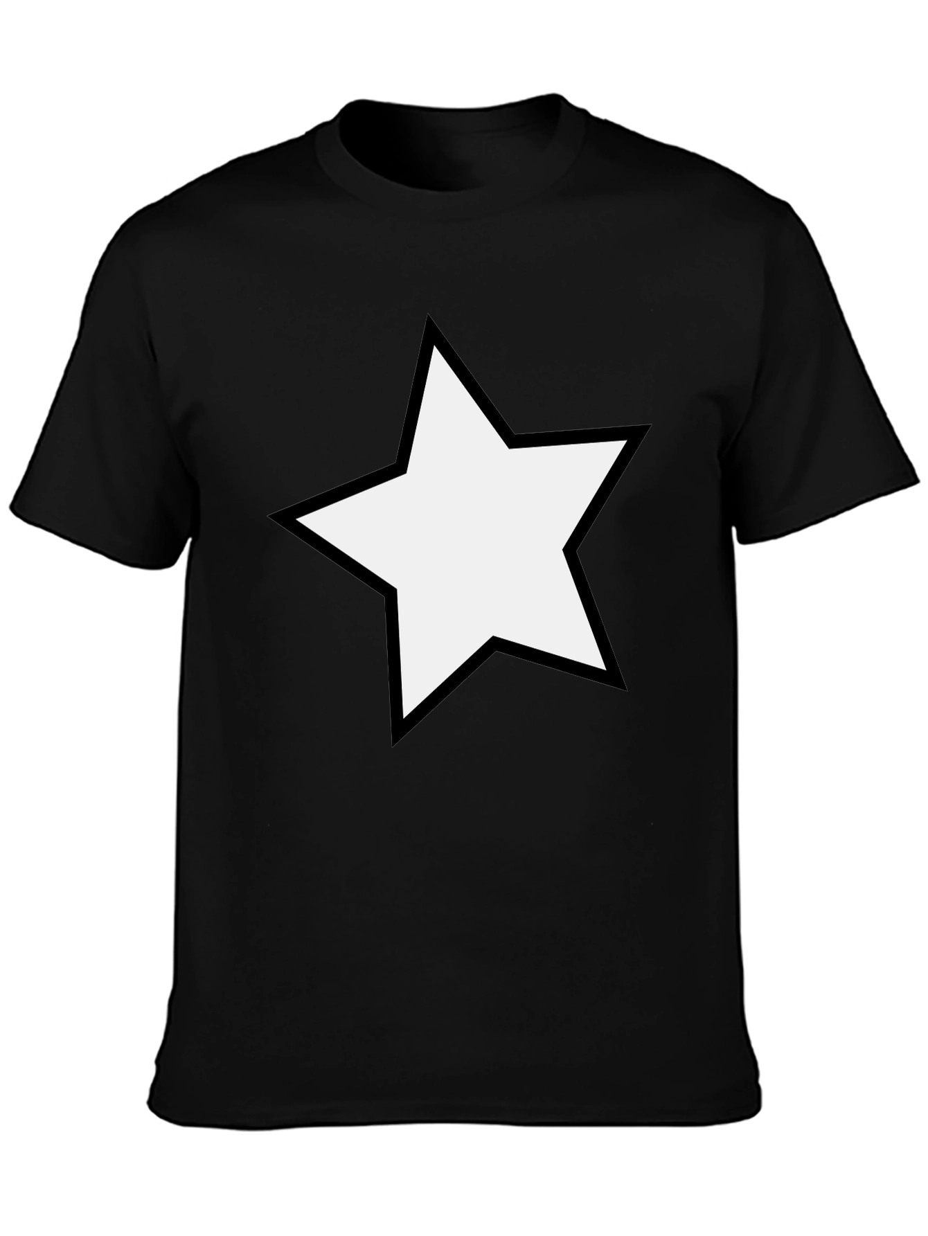 Black T-Shirt with White Star Design