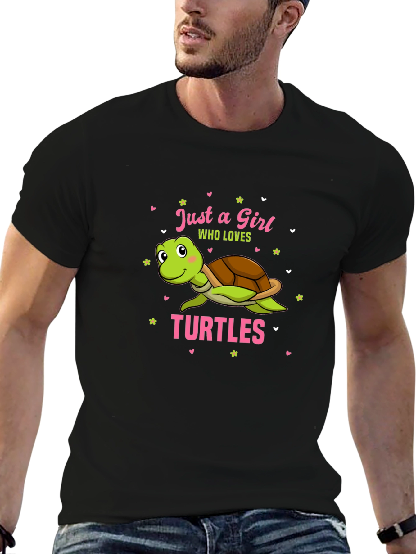 Just a Girl Who Loves Turtles Black T-Shirt
