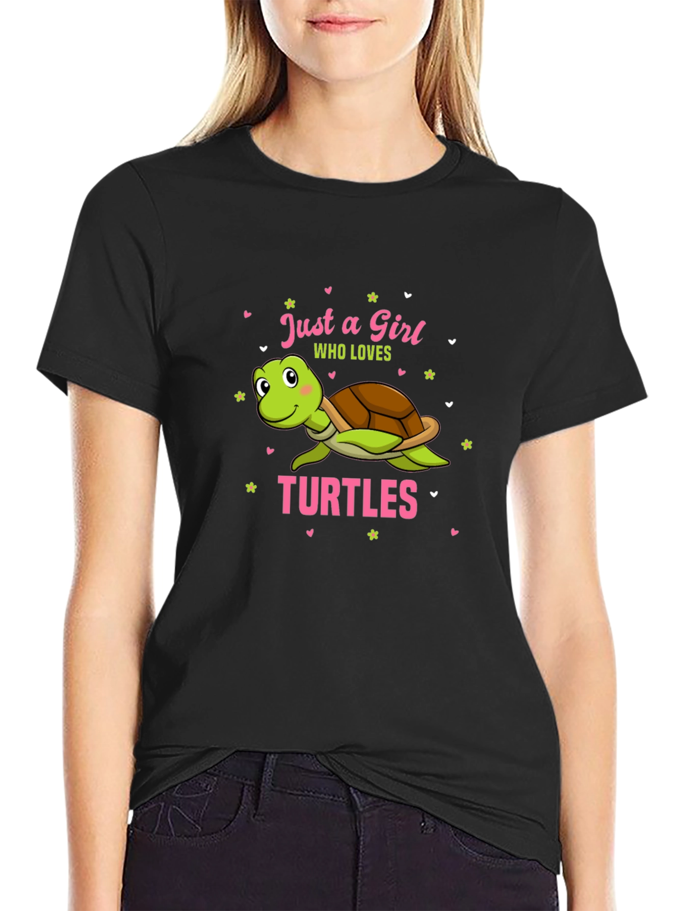 Just a Girl Who Loves Turtles Black T-Shirt