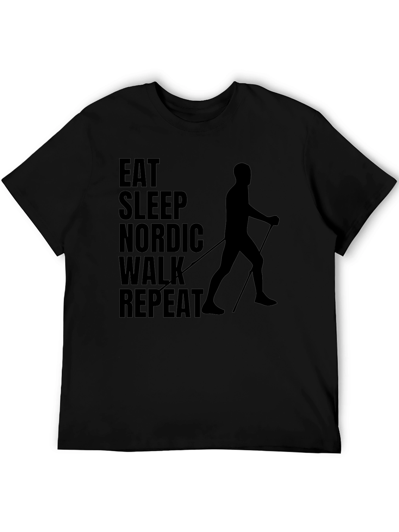 Eat Sleep Nordic Walk Repeat Black T-Shirt