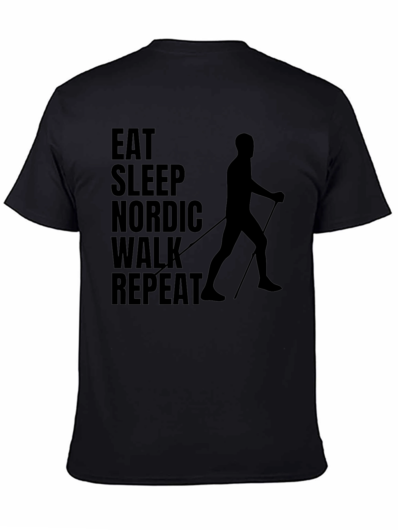Eat Sleep Nordic Walk Repeat Black T-Shirt