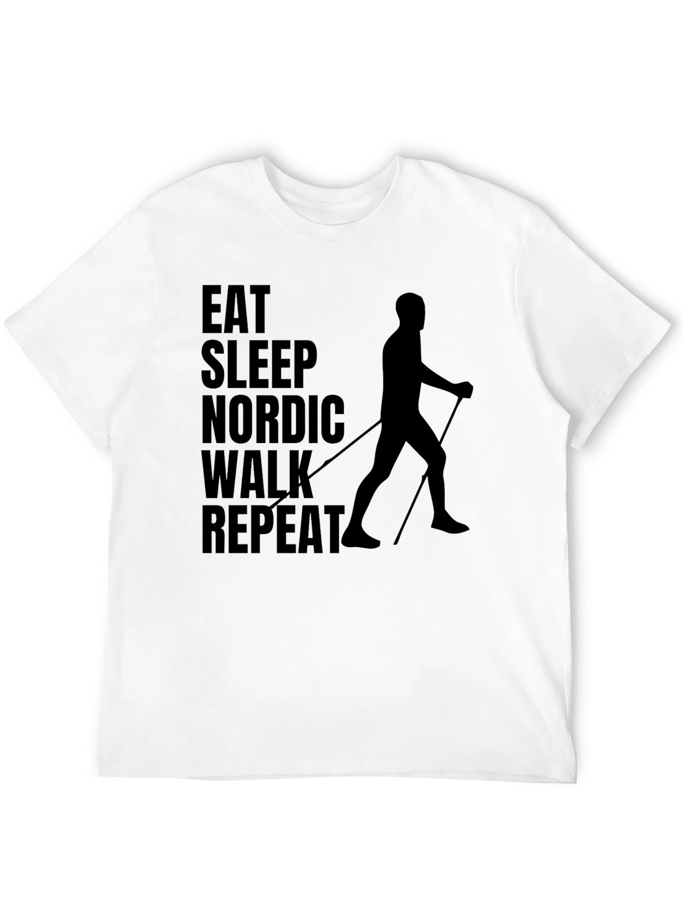 Eat Sleep Nordic Walk Repeat Black T-Shirt